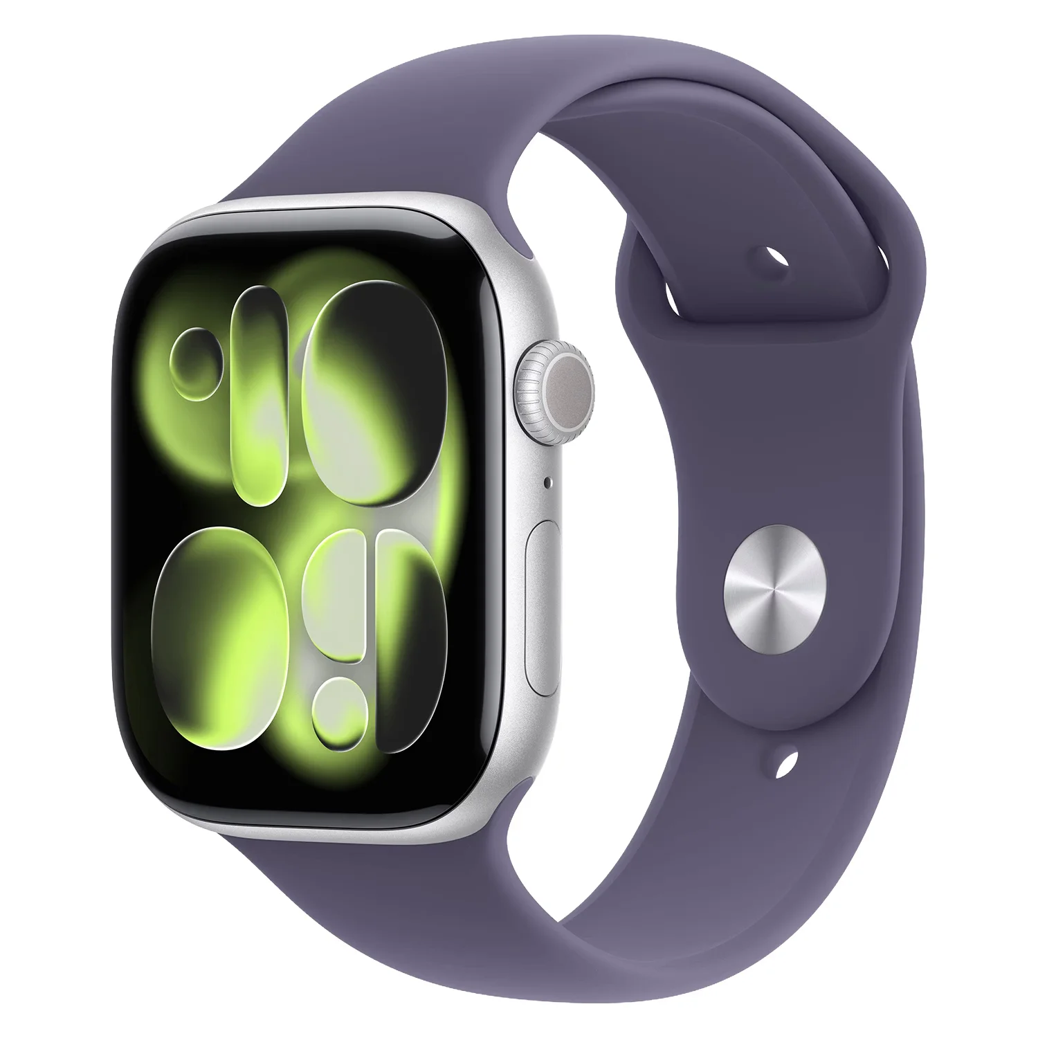 Apple Watch Series 11 MEVA4LW/A Caixa Alumínio 46mm Prateado - Esportiva Roxo Névoa M/L