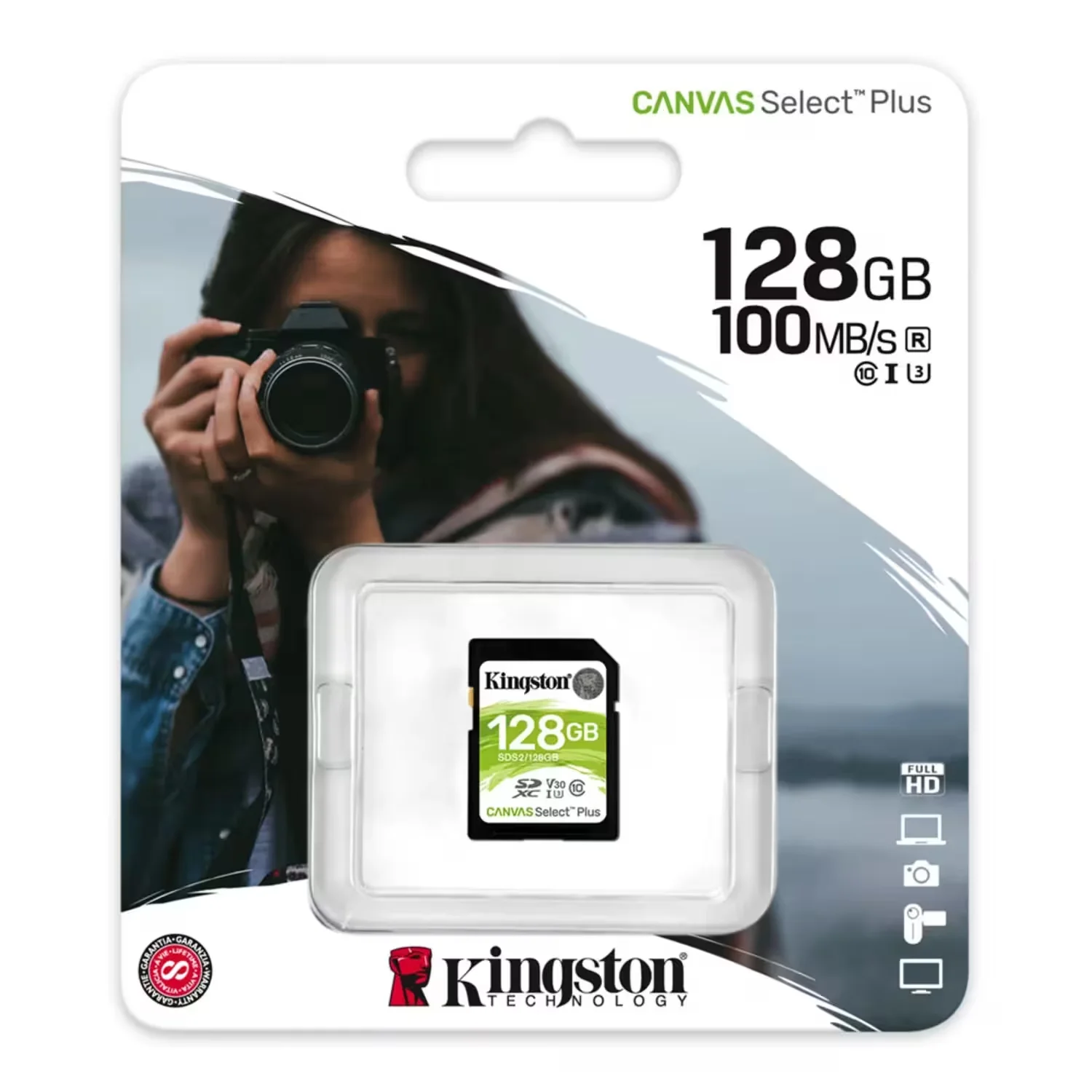 Cartão de Memória SD Kingston Canvas Select Plus 128GB 100Mbs - SDS2/128GB