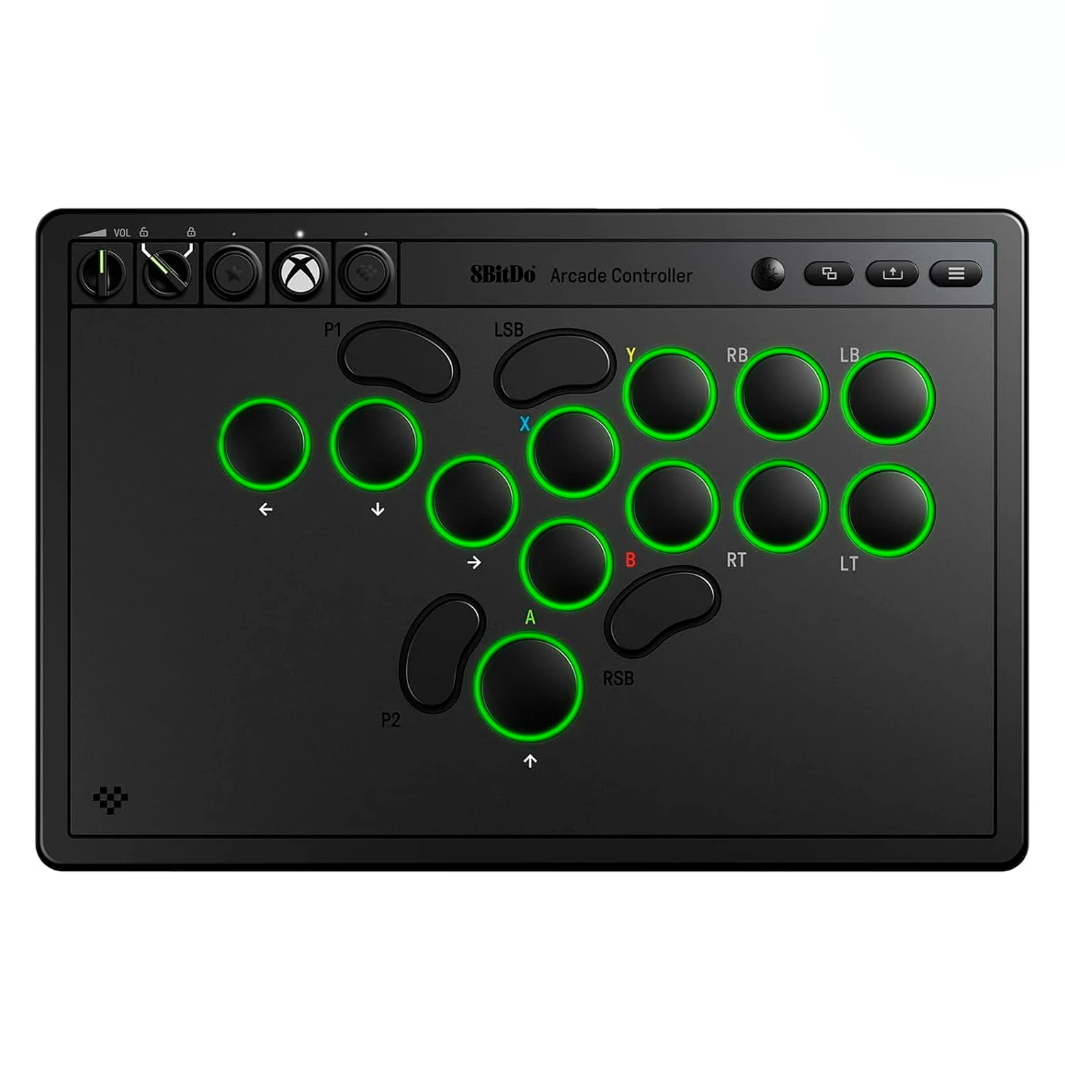 Controle 8BitDo Arcade 81JB01D Sem Fio para Xbox / Windows - Preto