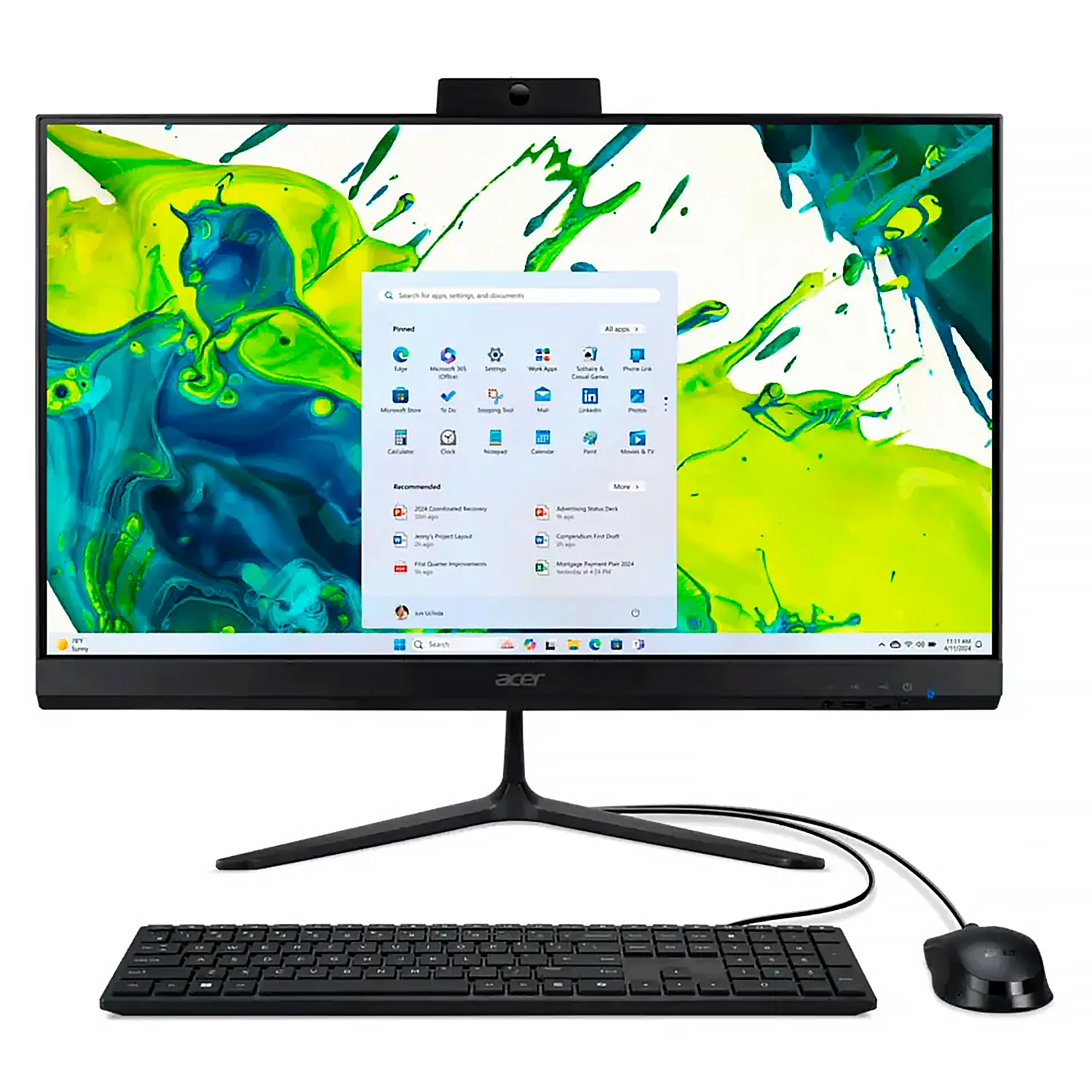 Desktop All In One Acer Aspire C24-2G-UR15 23.8" AMD Ryzen 5-7430U 512GB SSD 16GB RAM - Preto