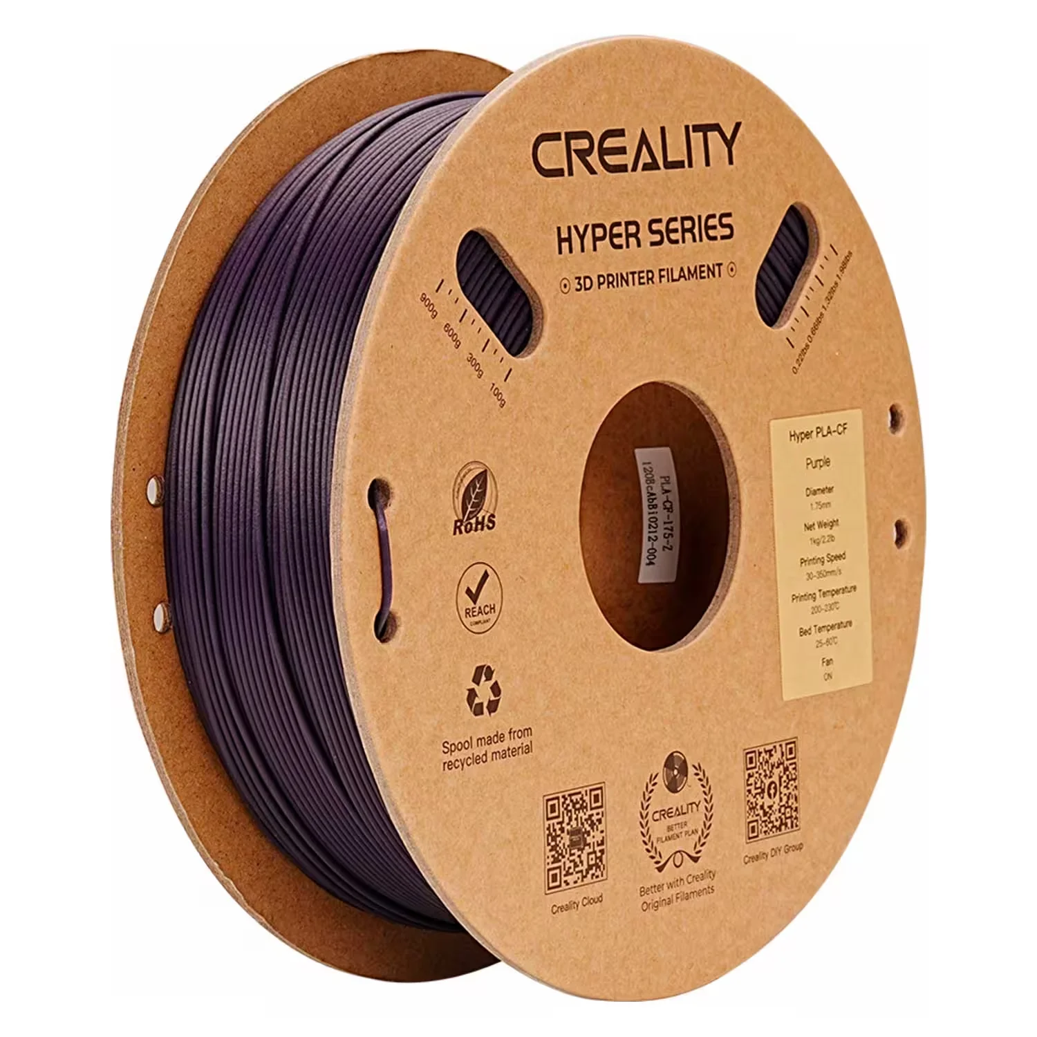Filamento Creality CR-PLA 1Kg 1.75mm para Impressora 3D - Roxo