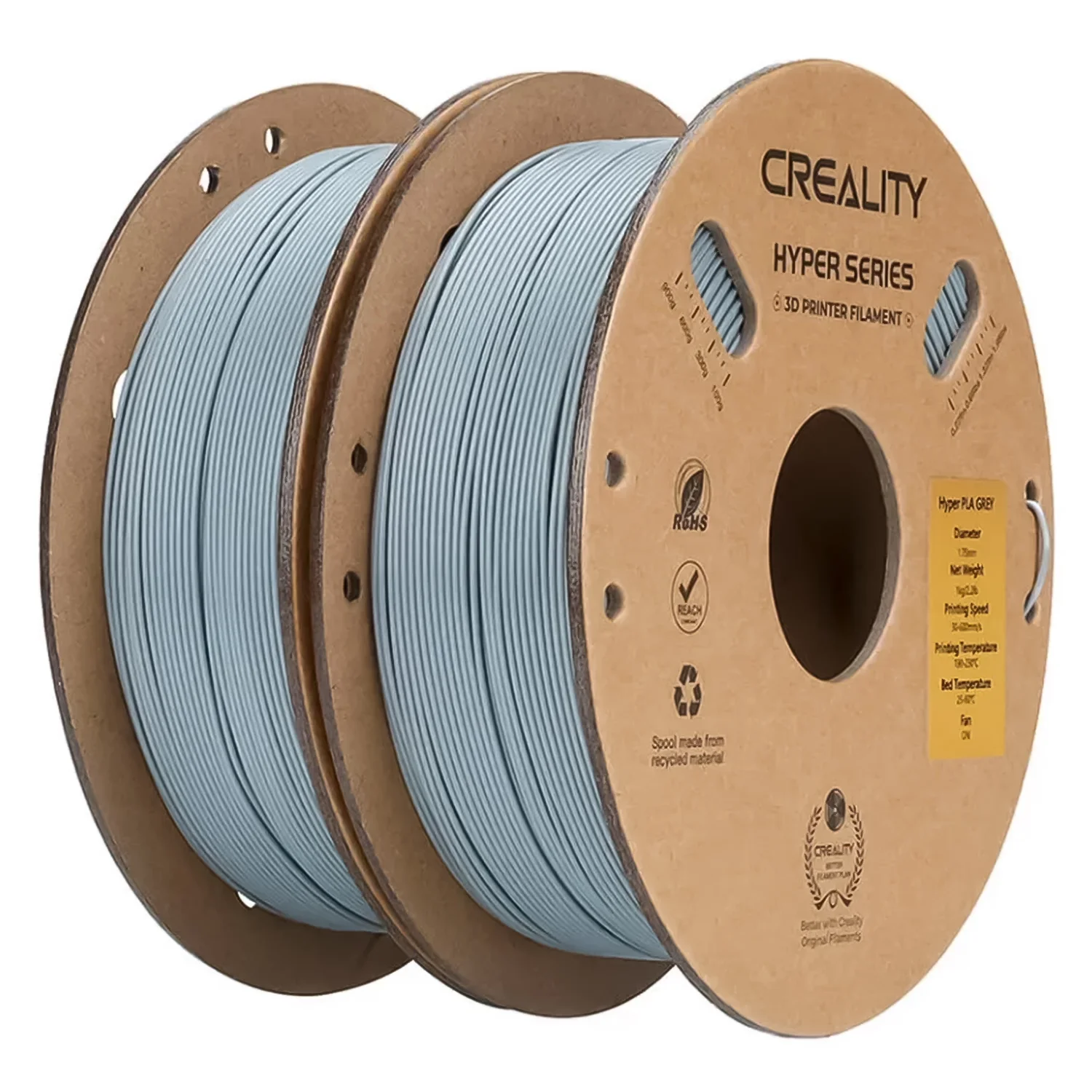 Filamento Creality HYPER-PLA 2Kg 1.75mm para Impressora 3D - Cinza