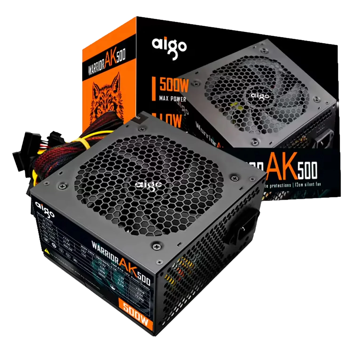 Fonte Aigo Warrior AK500 Series ATX 500W PFC Ativo 220V - Preto