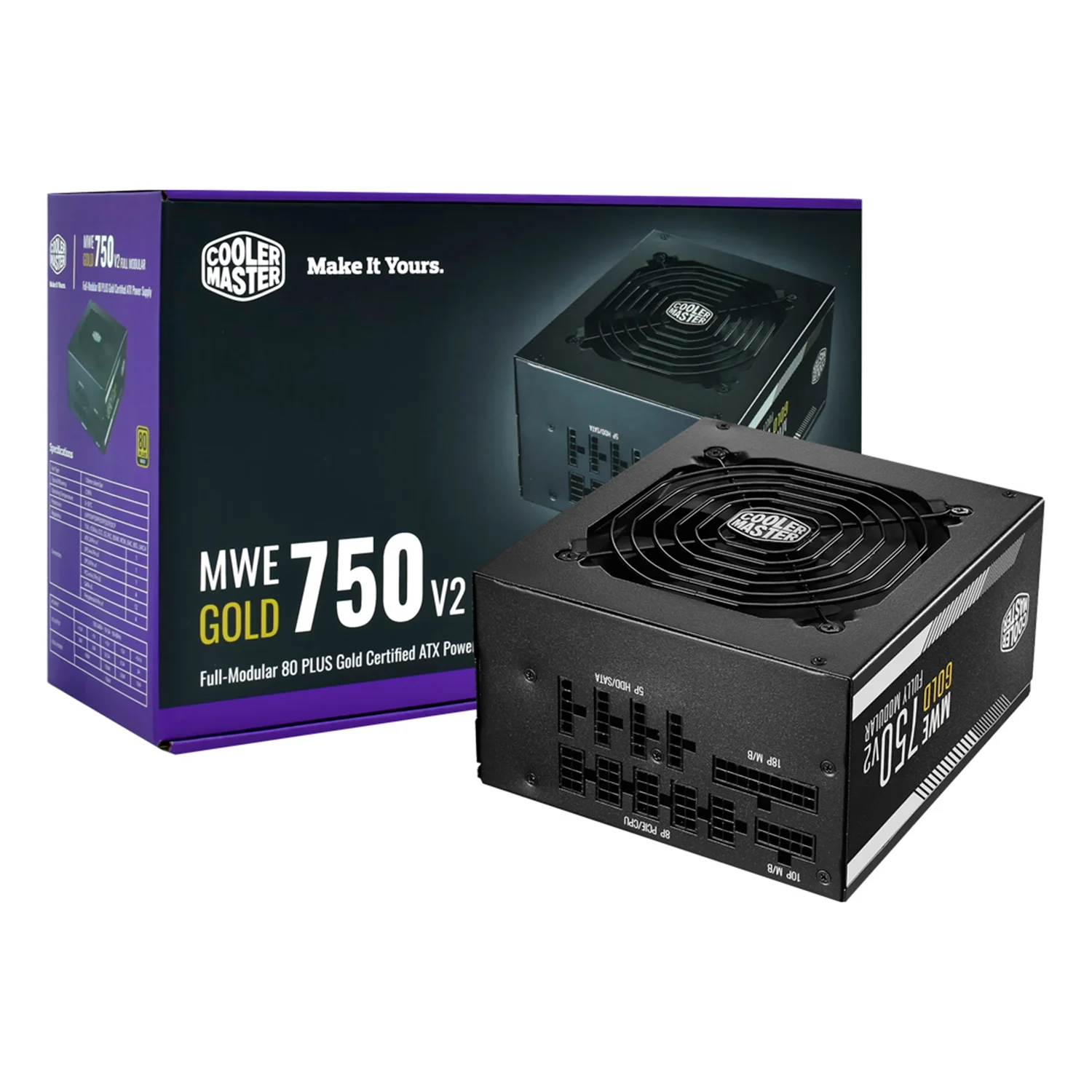 Fonte Cooler Master MWE V2 MPE-7501-AFAAG-3U2 ATX 750W 80 Plus Gold PFC Ativo Full Modular - Preto