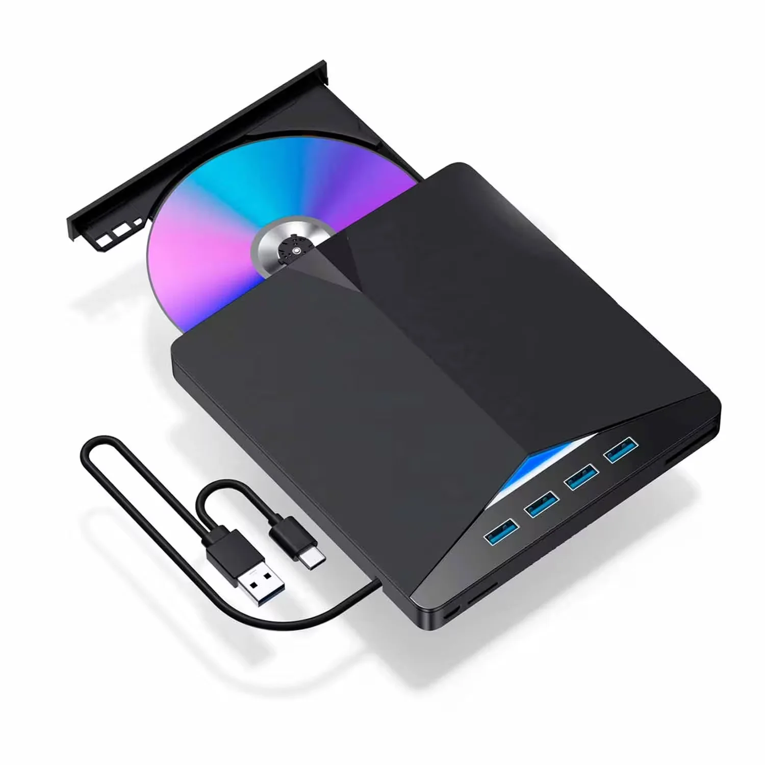 Gravador Externo DVD-RW USB-C/USB 3.0 7 em 1 - Preto