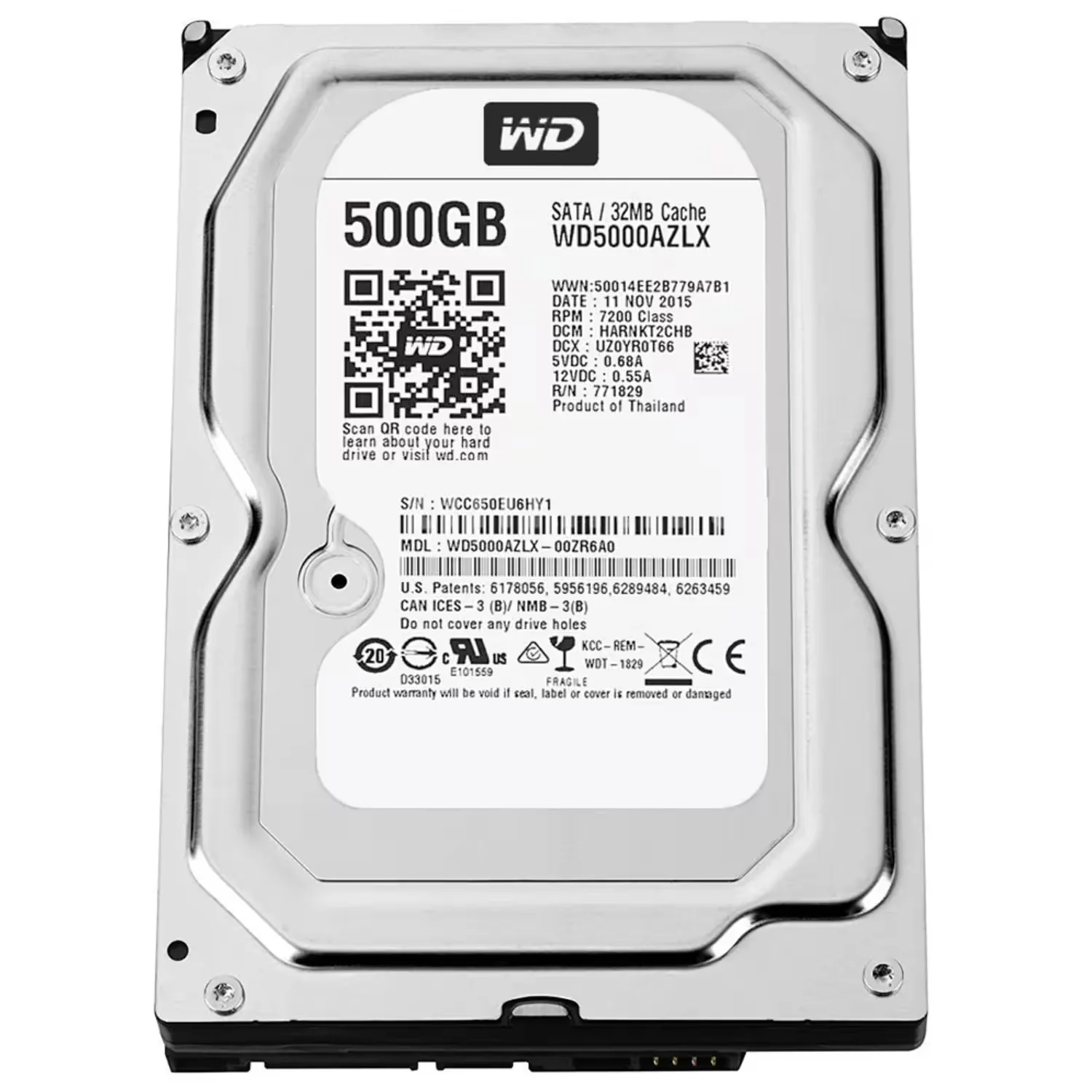 HD Interno Western Digital Pull 500GB/ Sata3 / 3.5"/ (WD5000AZXL)