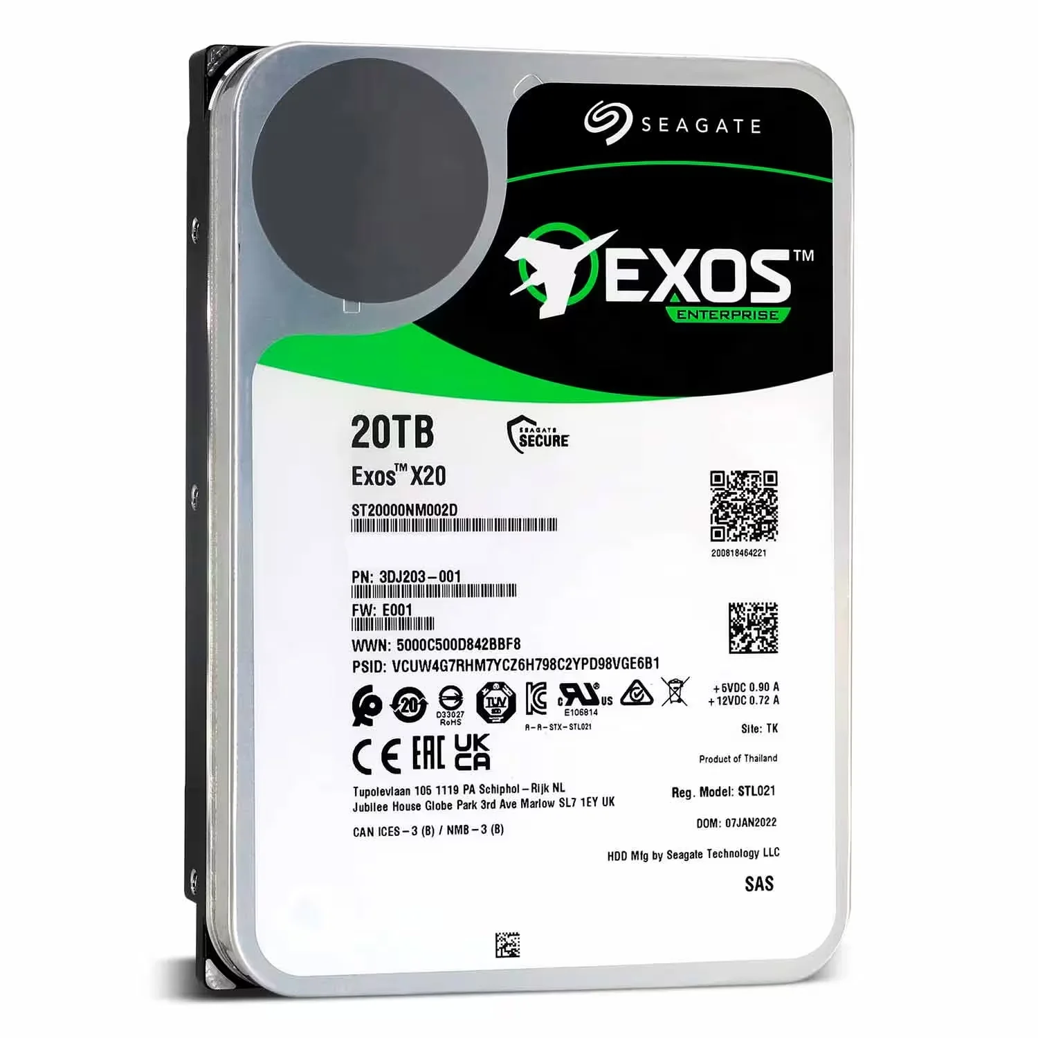 HD SAS Seagate Exos X20 20TB 3.5" 7200RPM - ST20000NM002D