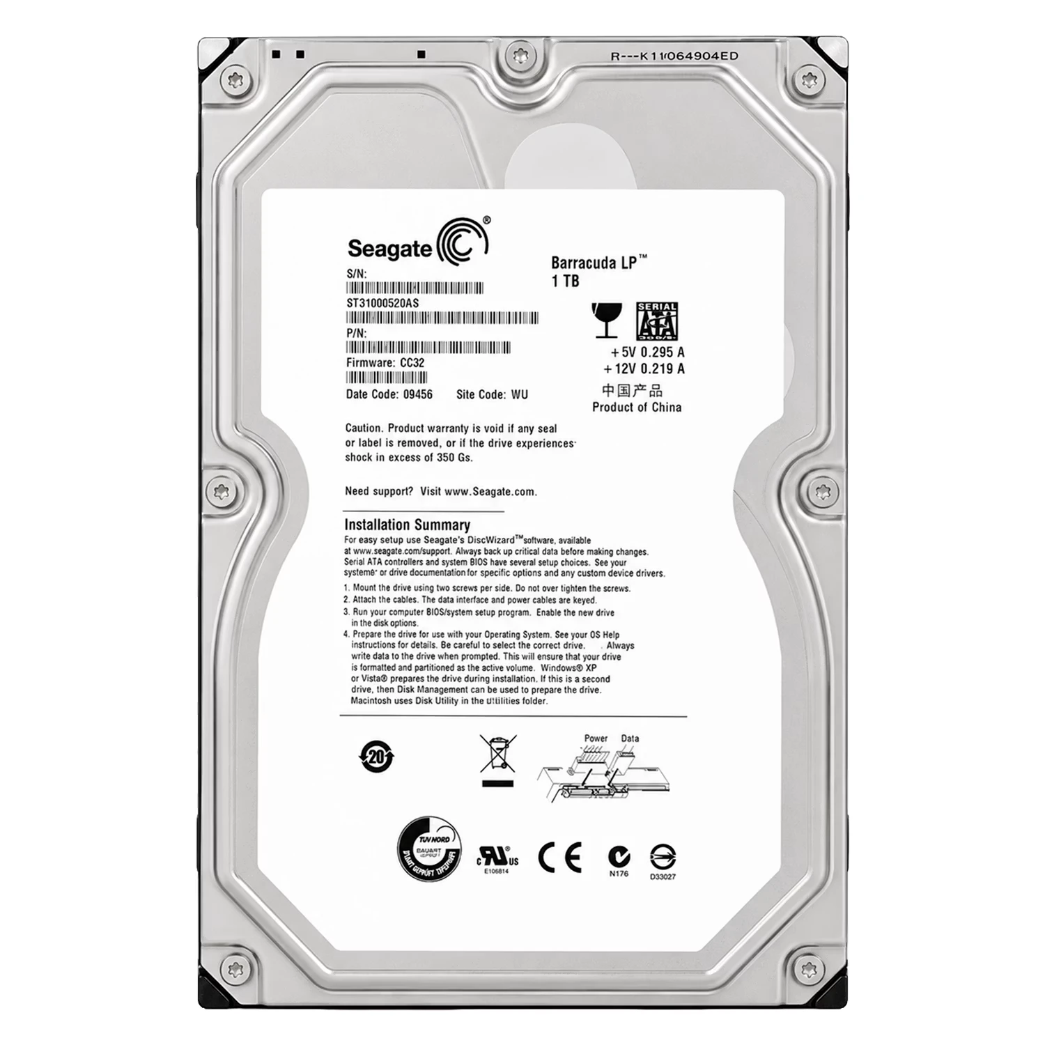 HD Seagate Barracuda LP Pull 1TB 3.5" SATA 2 7200RPM - ST31000520AS