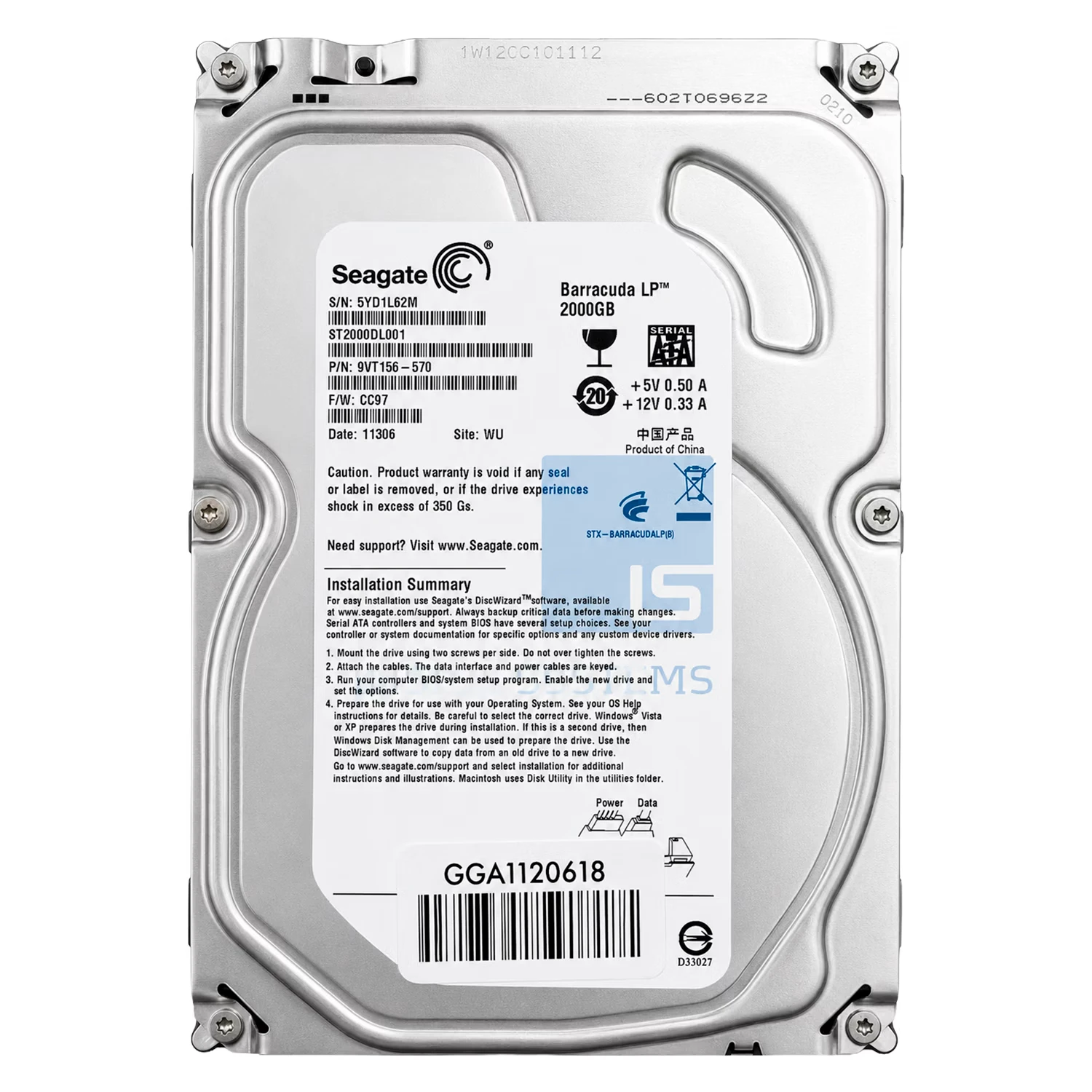 HD Seagate Barracuda Pull 2TB 3.5" SATA 3 5900RPM - ST2000DL001