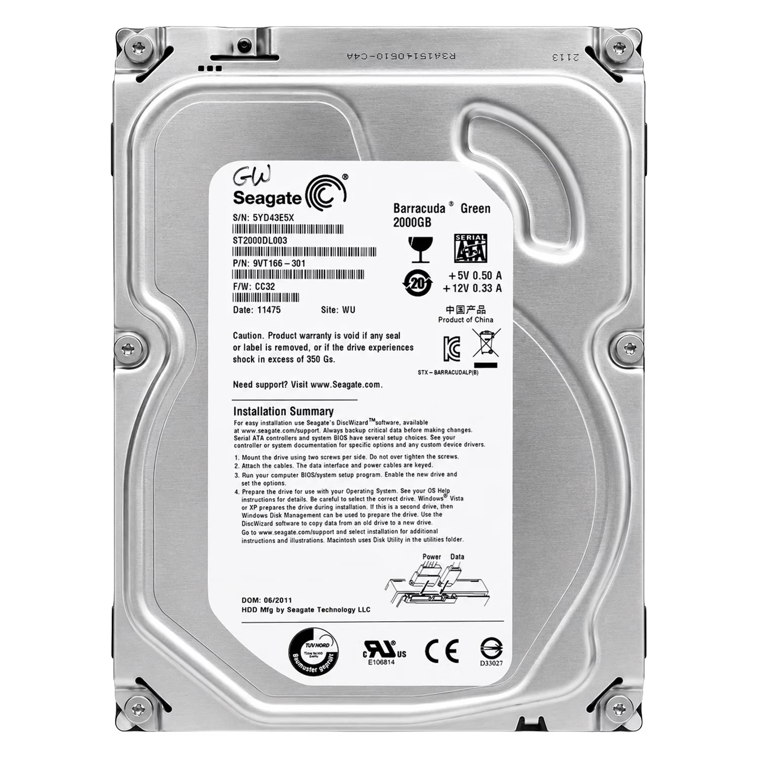 HD Seagate Barracuda Pull 2TB 3.5" SATA 3 5900RPM - ST2000DL003