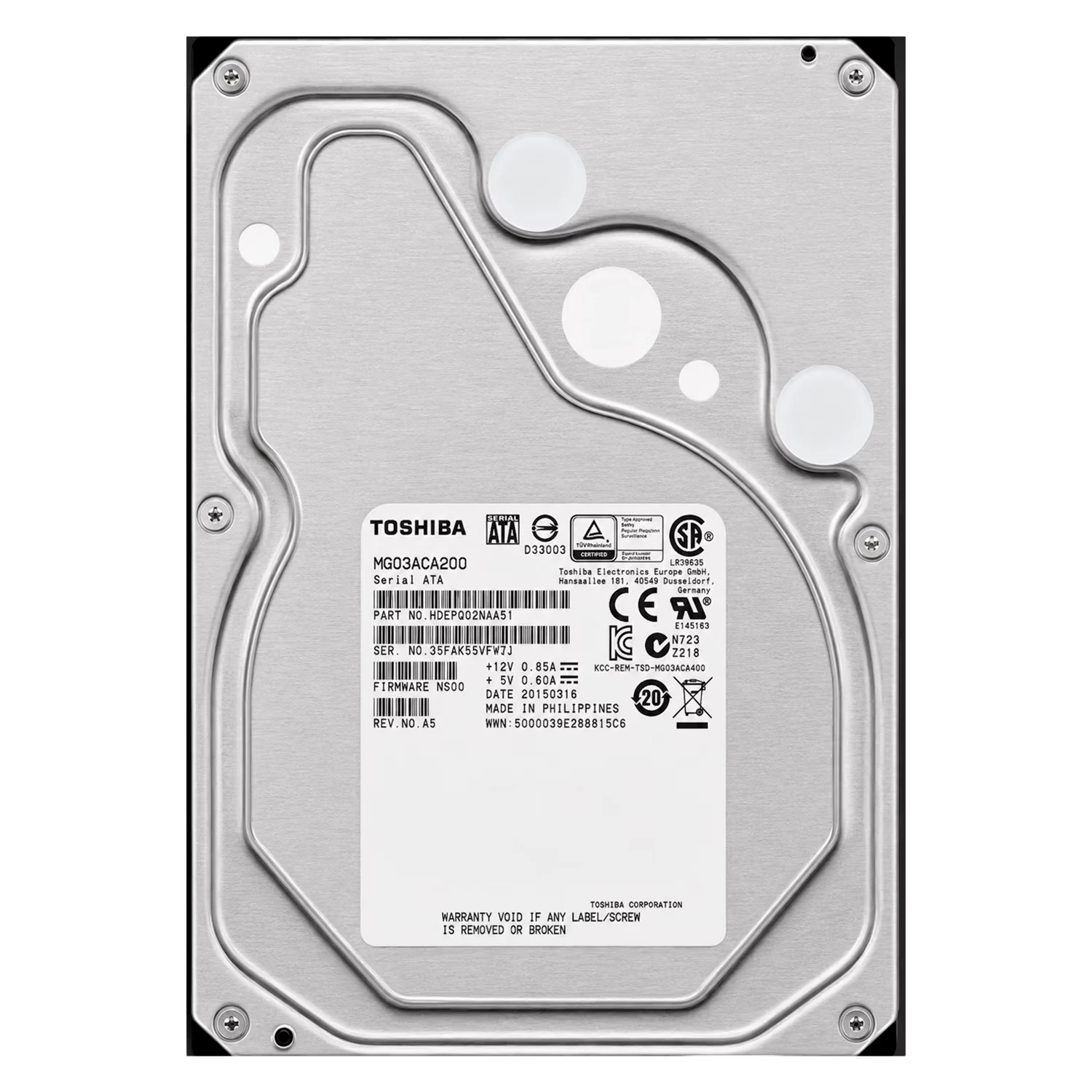 HD Toshiba Enterprise Capacity Pull 2TB 3.5" SATA 3 7200RPM - MG03ACA200