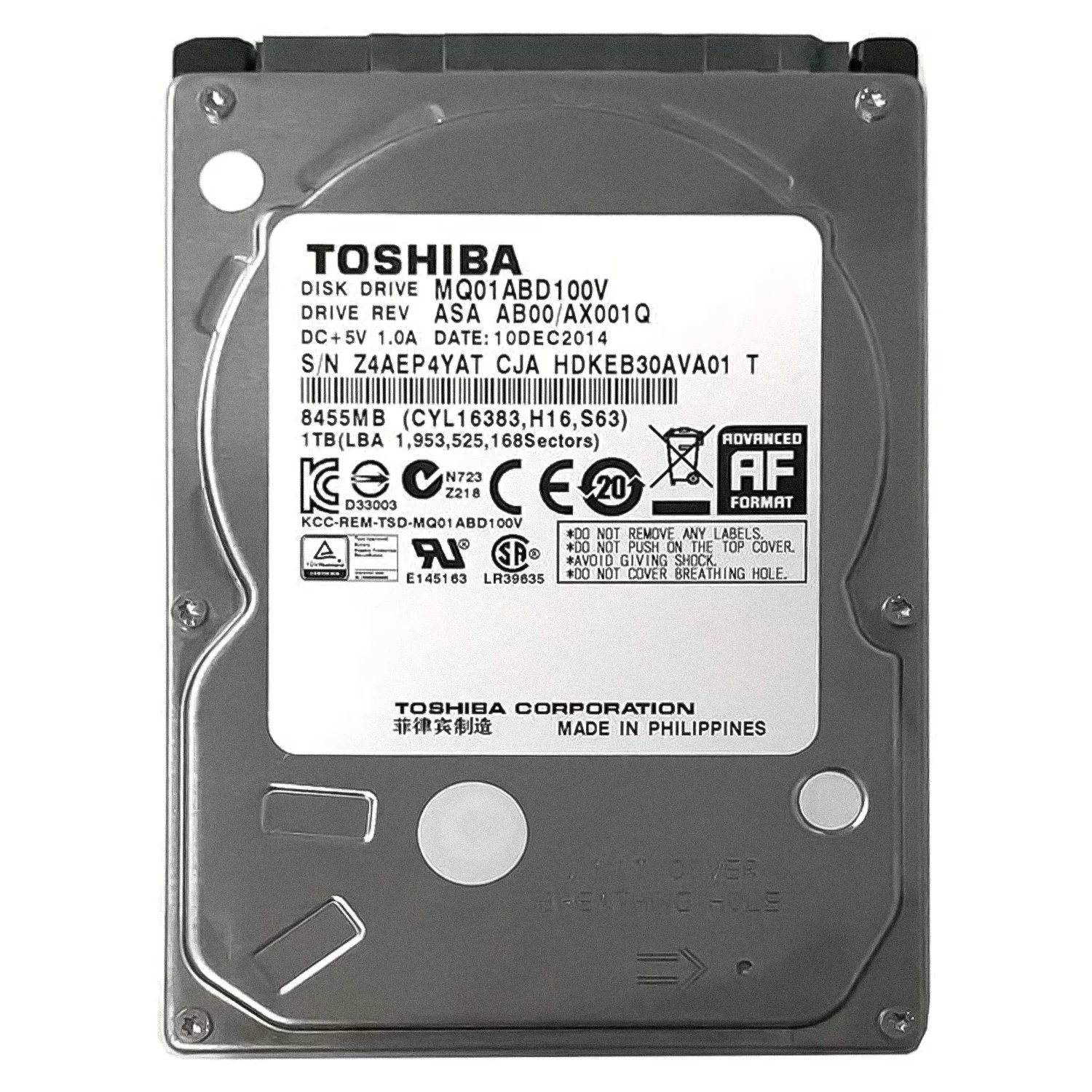 HD Toshiba Pull 1TB 2.5" SATA 2 5400RPM para Notebook - MQ01ABD100V-P