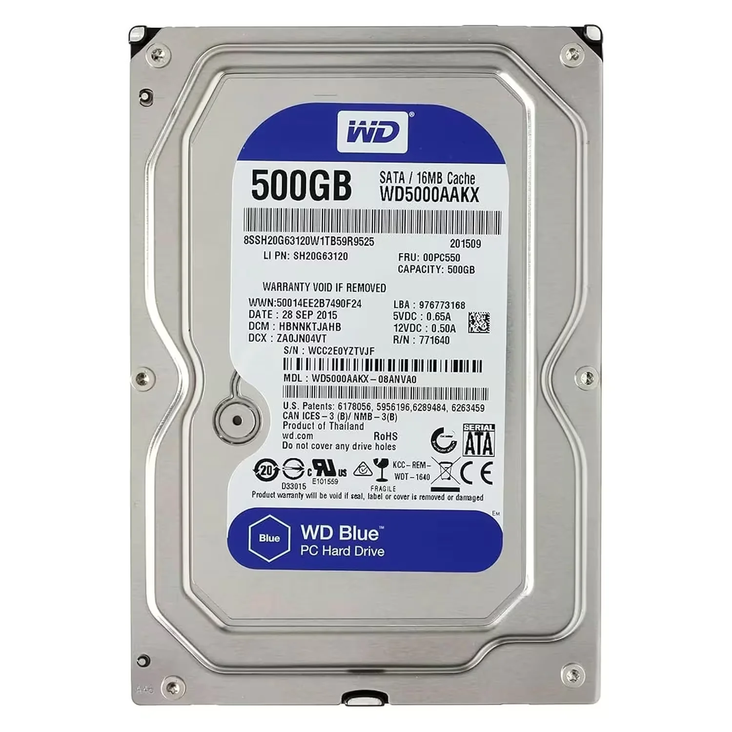 HD Western Digital Blue Pull 500GB 3.5" SATA 3 7200RPM - WD5000AAKX