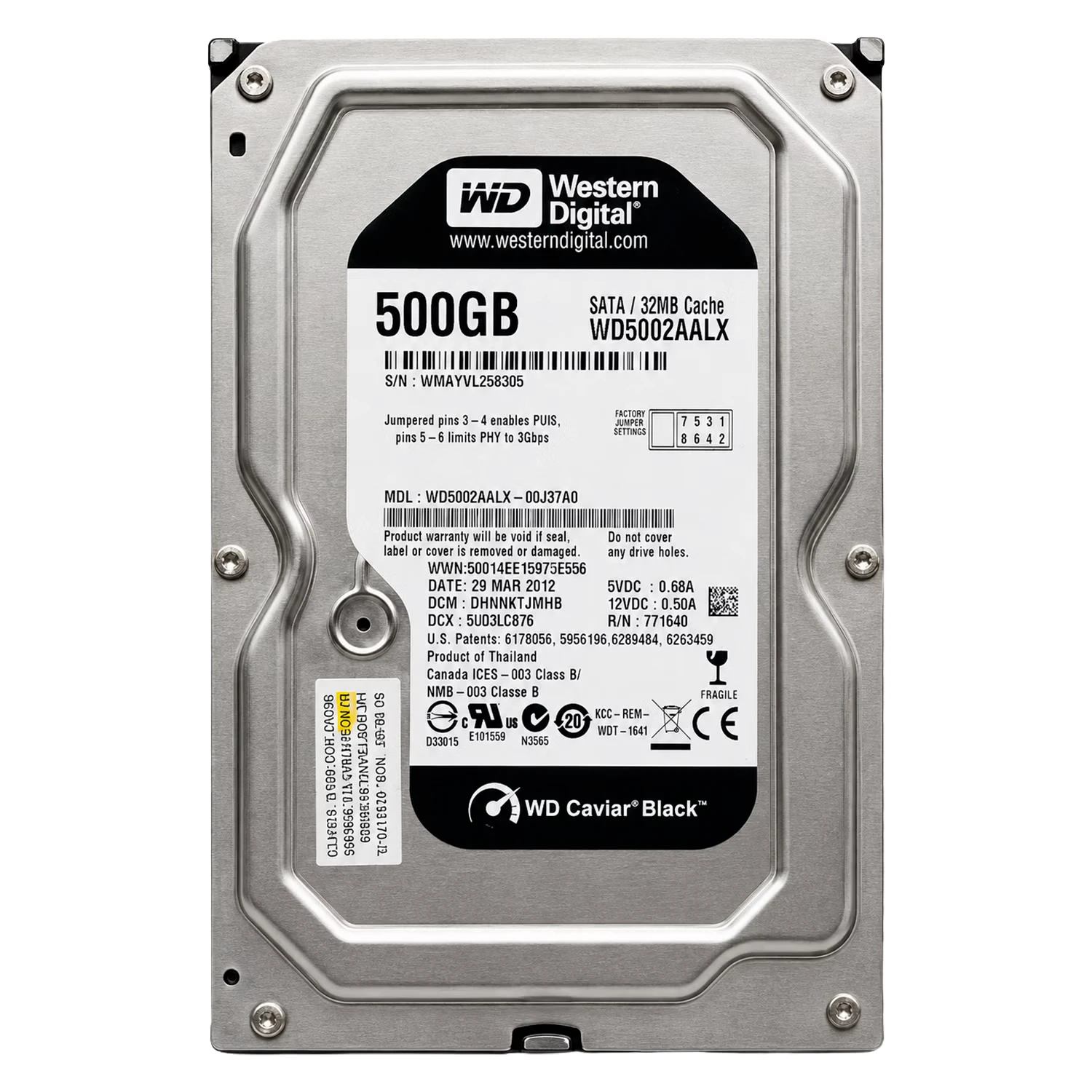 HD Western Digital Caviar Blue Pull 500GB 3.5" SATA 2 7200RPM - WD5000AALX