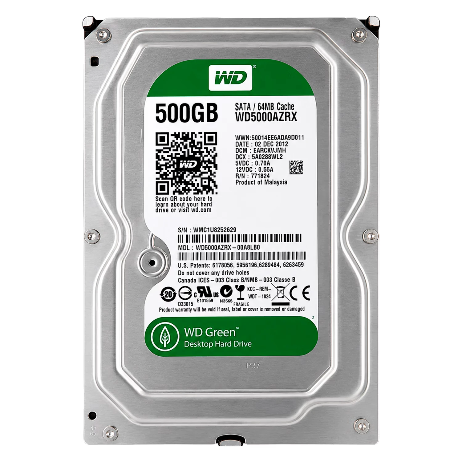 HD Western Digital Caviar Green Pull 500GB 3.5" SATA 3 7200RPM - WD5000AZRX