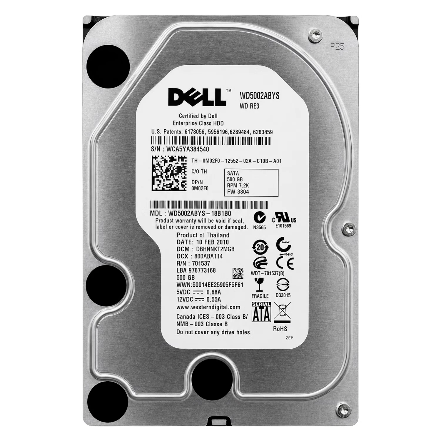 HD Western Digital Pull 500GB 3.5" SATA 2 7200RPM - WD5002ABYS