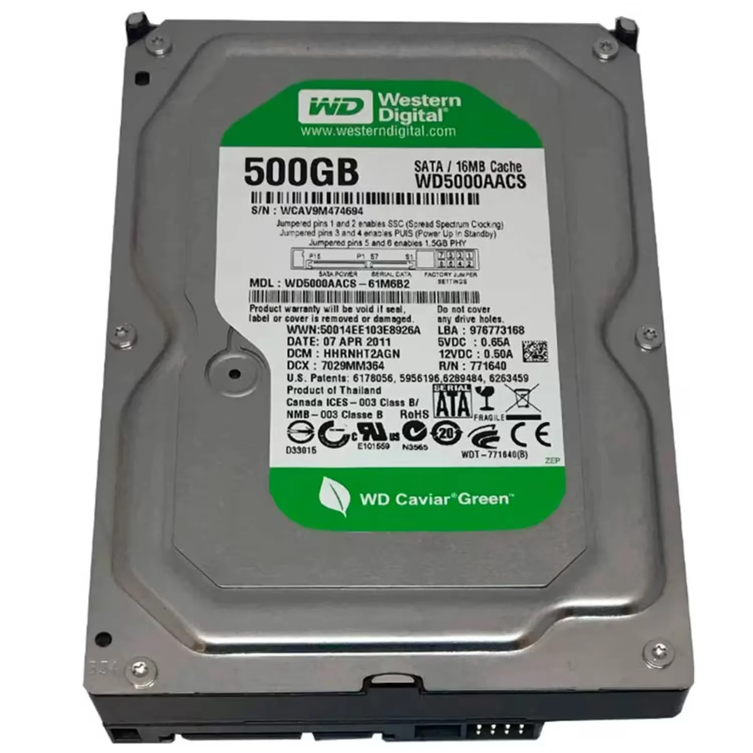 HD Western Digital Pull 500GB / Sata2/ (WD5000AACS)