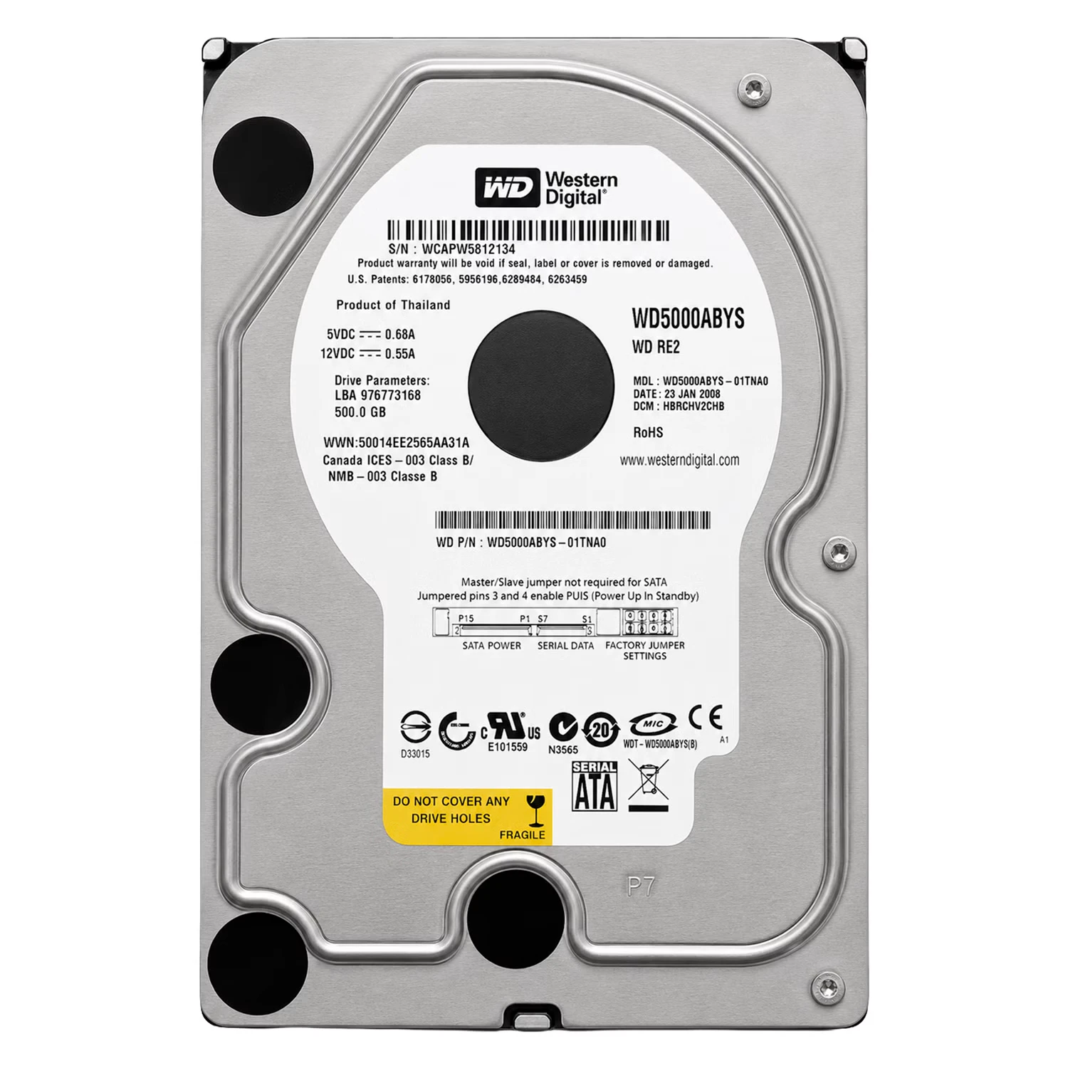HD Western Digital RE2 Pull 500GB 3.5" SATA 2 7200RPM - WD5000ABYS