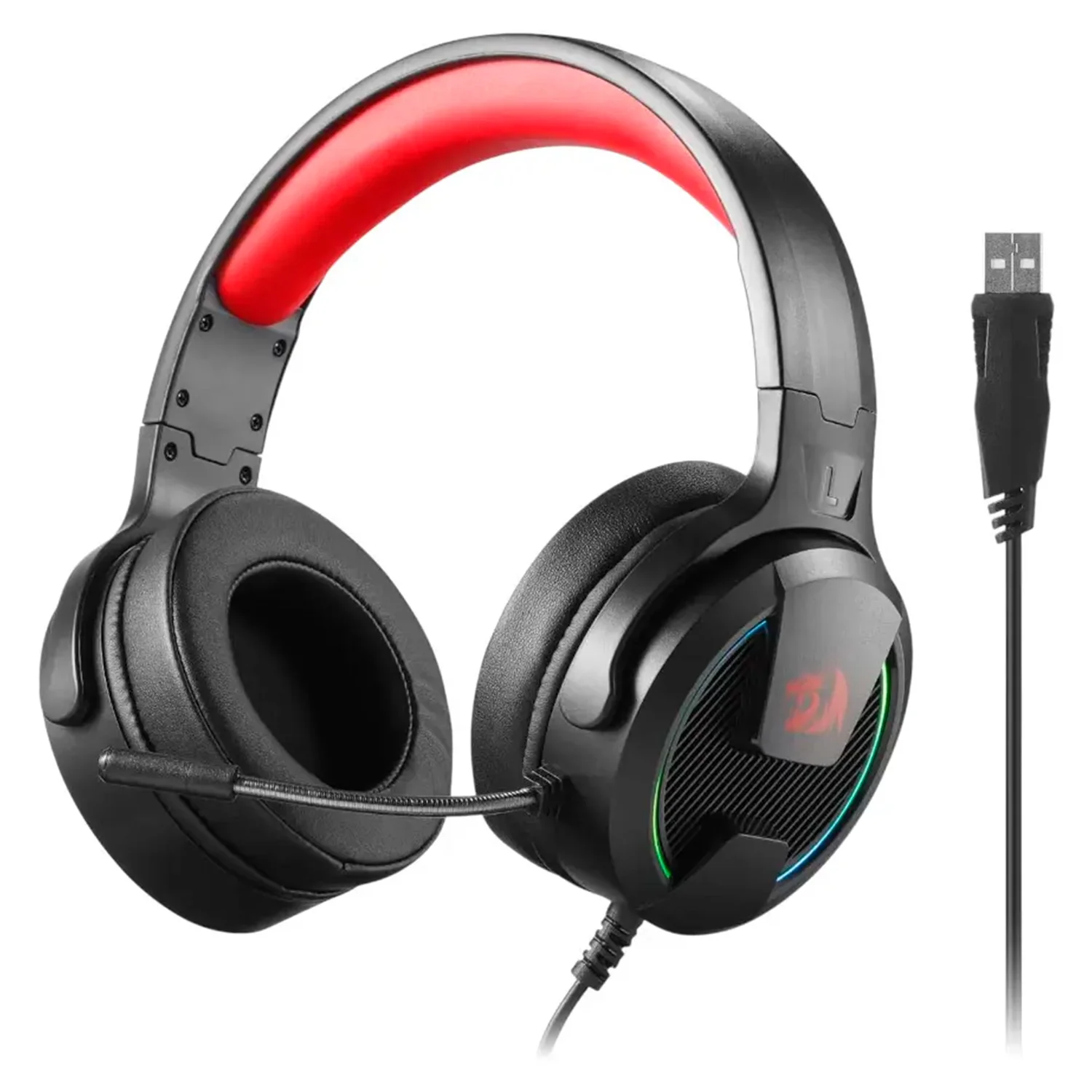 Headset Gamer Redragon Rebellion H315 RGB USB - Preto