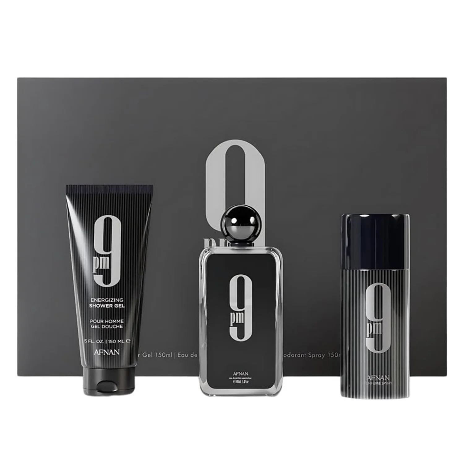 Kit Afnan 9PM Homme Perfume Eau de Parfum 100ml + Shower Gel 150ml + Body Mist
