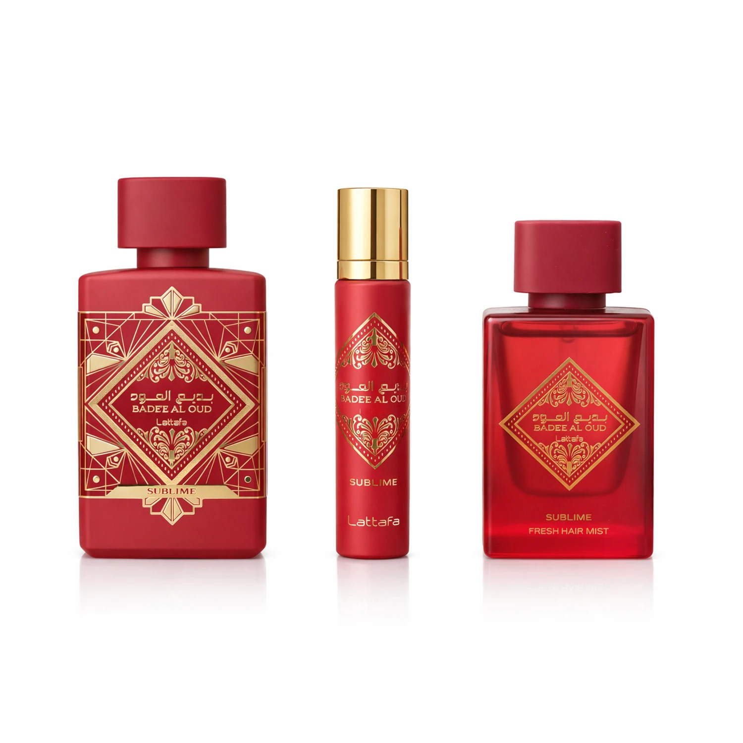 Kit Lattafa Bade'e Al Oud Sublime Eau de Parfum Unissex 100ml + Perfume de Viagem 12ml + Hair Mist 50ml