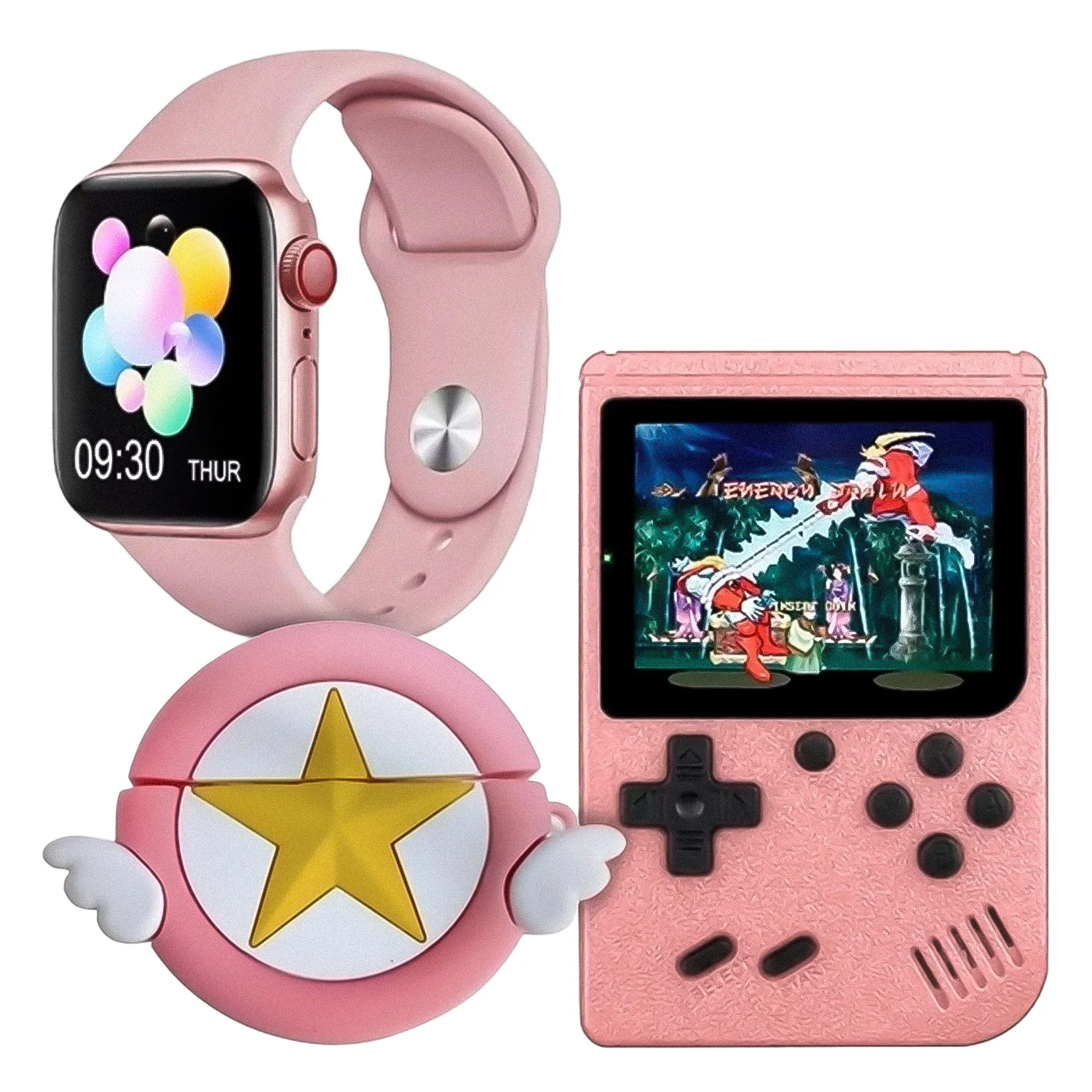 Kit Smartwatch K9 Mini Angel Star 41mm + Fone de Ouvido + Console Portátil