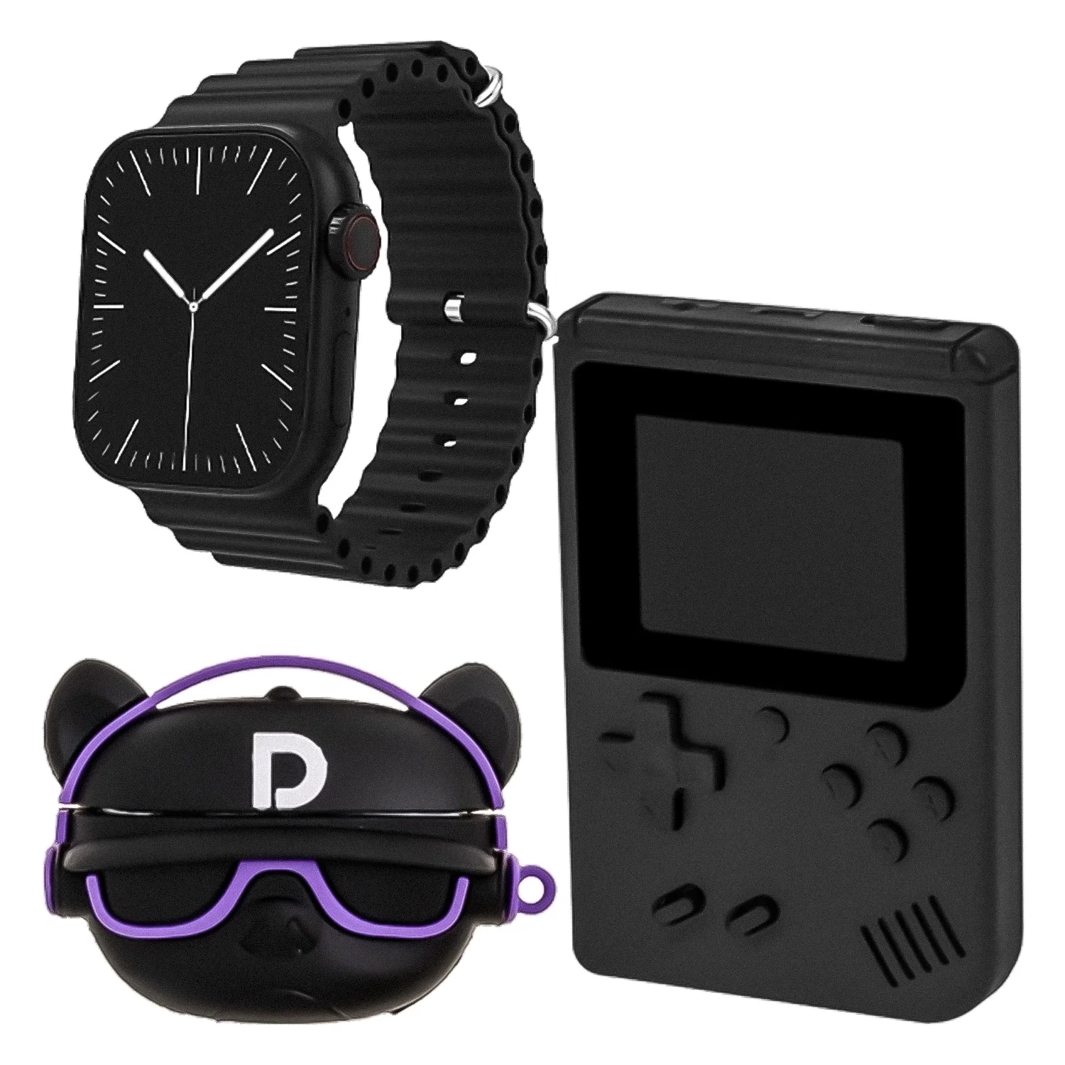 Kit Smartwatch K9 Mini Hip Hop Bulldog 41mm + Fone de Ouvido + Console Portátil