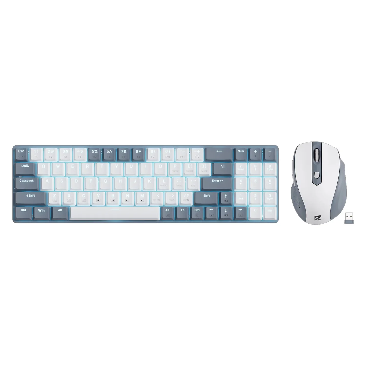 Kit Teclado e Mouse Redragon BS 8772GW Sem Fio USB - Cinza Branco