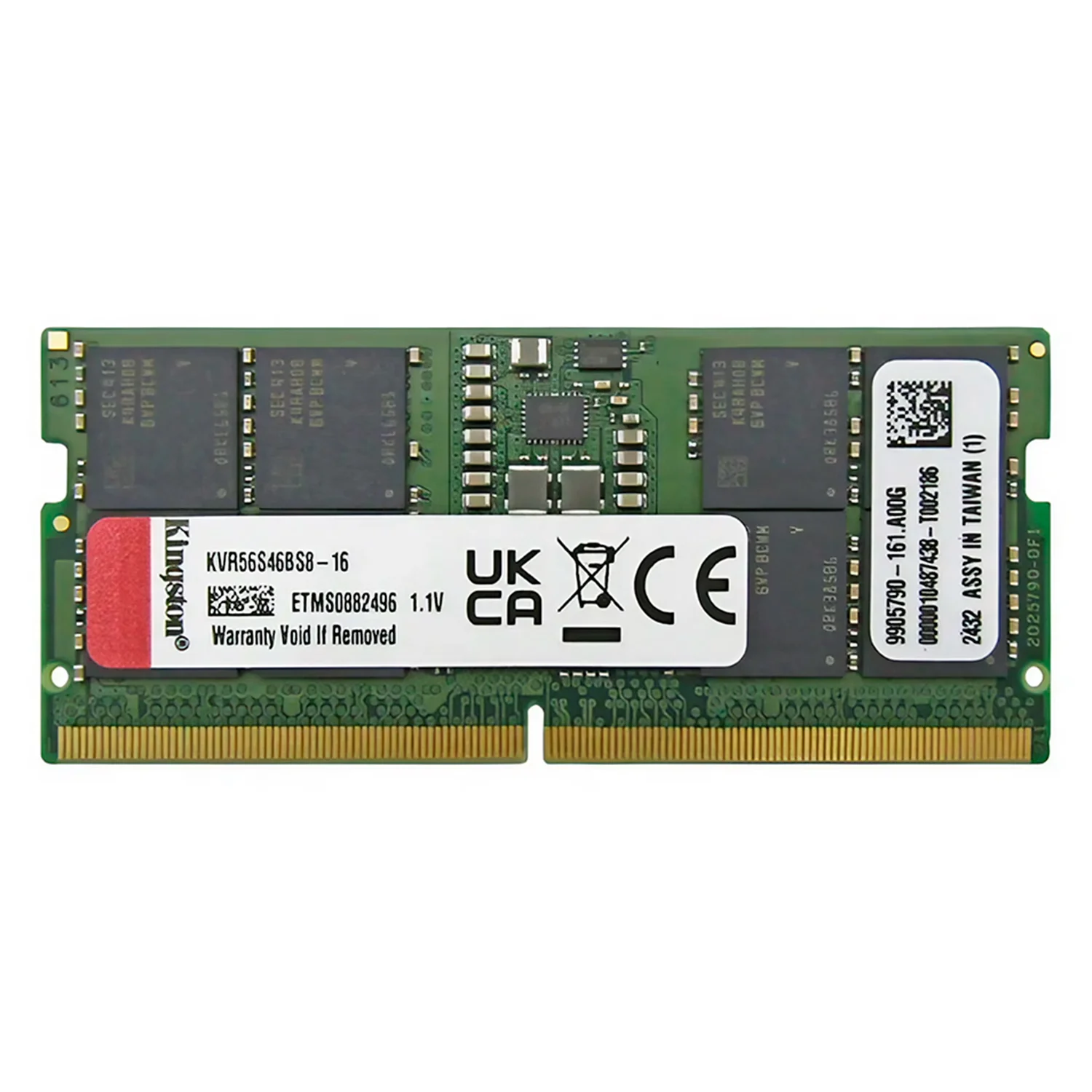 Memória RAM Kingston 16GB DDR5 5600MT/s para Notebook - KVR56S46BS8-16-TW