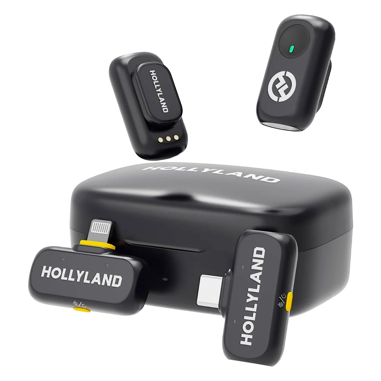 Microfone Lapela Hollyland Lark A1 Combo Sem Fio para Smartphone - Preto