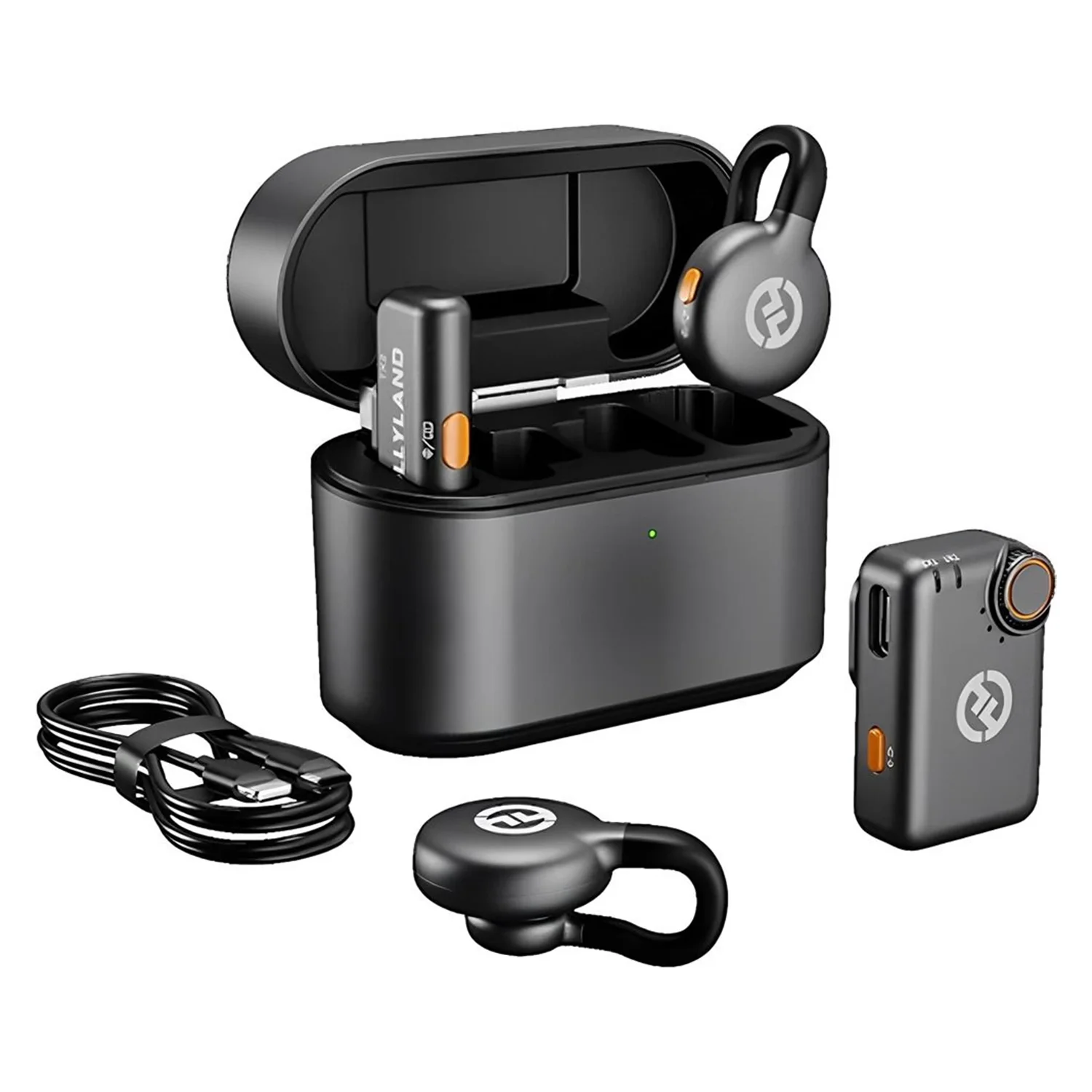 Microfone Lapela Hollyland Lark M2S Mini Combo Sem Fio para Smartphone - Preto (2 TX + 2 RX)