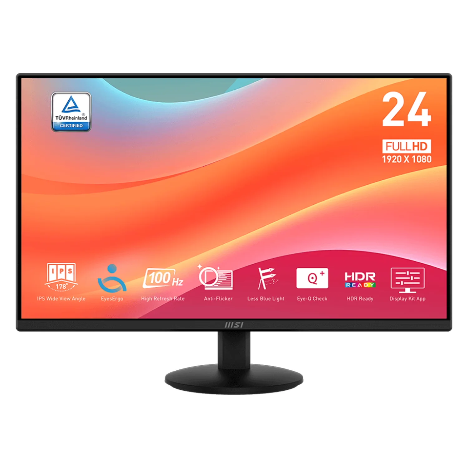 Monitor MSI PRO MP242L 23.8" Full HD 100Hz HDMI DP - Preto