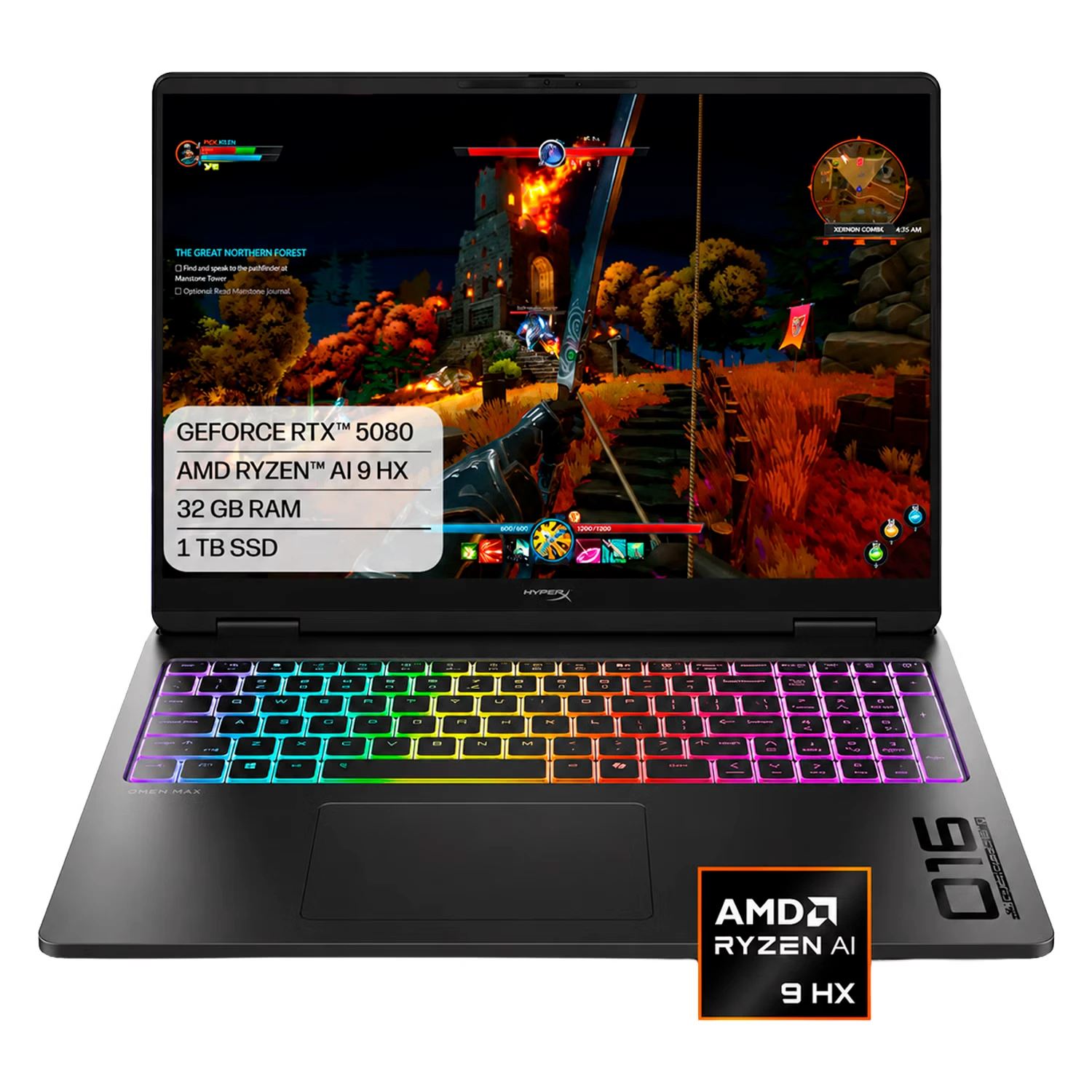 Notebook Gamer HP Hyperx Omen Max 16 AMD Ryzen AI 9-475 RTX 5080 32GB RAM 1TB SSD Tela 16" 2.5K OLED Windows 11 Preto - 16-AK1043DX