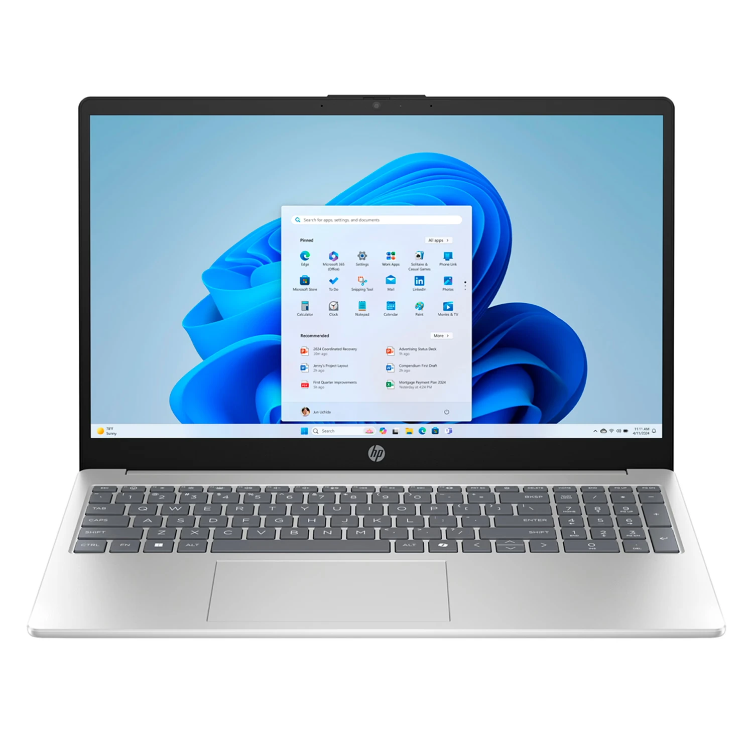 Notebook HP Intel Core Ultra 7-255U 16GB RAM 512GB SSD Tela 15.6" Full HD Windows 11 Inglês Prata - 15-FD2747NR