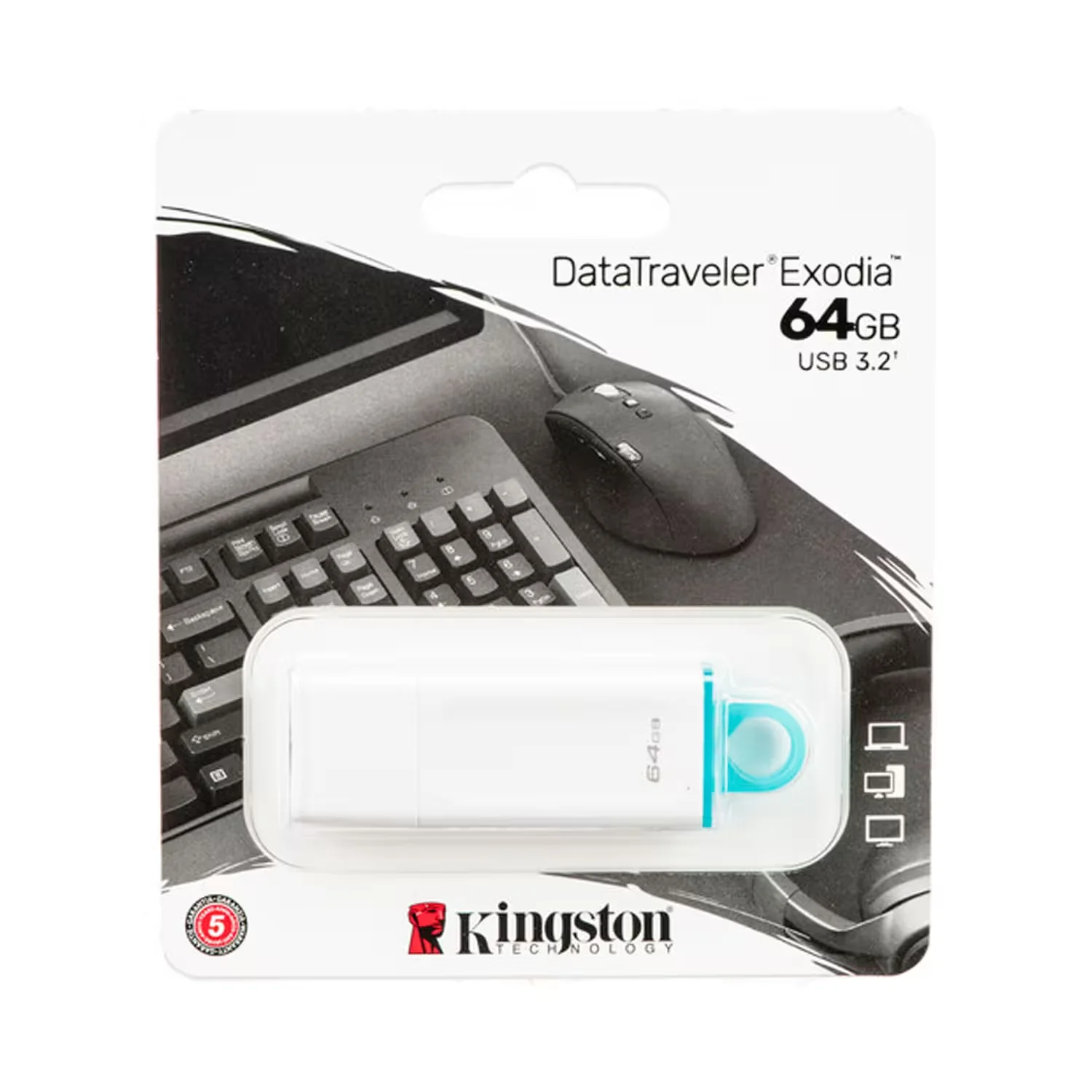 Pendrive Kingston Exodia 64GB USB 3.0 - Branco KC-U2G64-5R