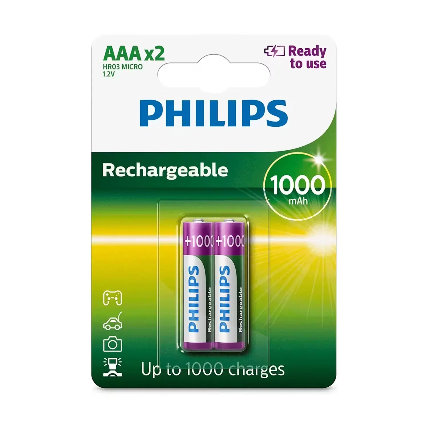 Pilha Philips AAA Recarregável R03B2RTU10/97 1.2V - 2 Unidades