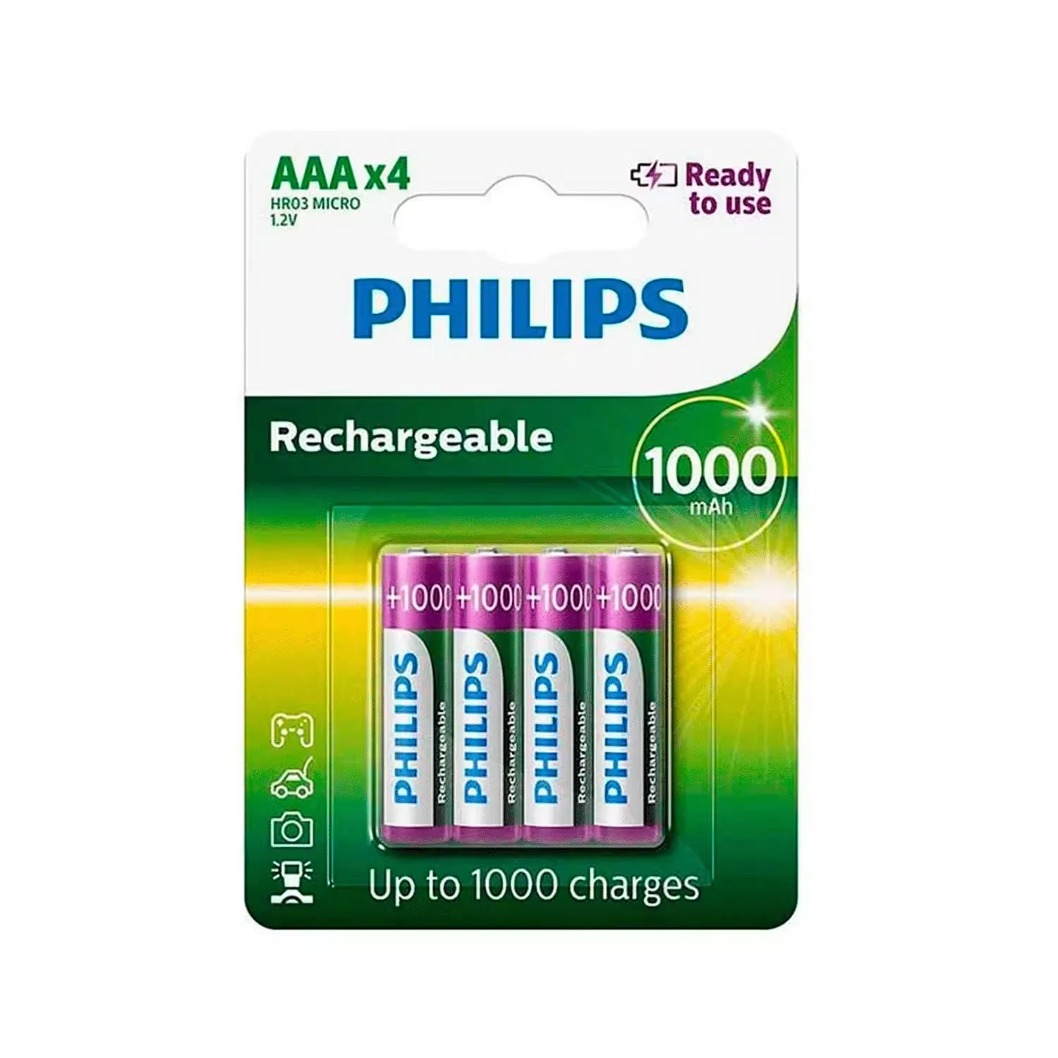 Pilha Philips AAA Recarregável R03B4RTU10/97 1000 mAh - 4 Unidades
