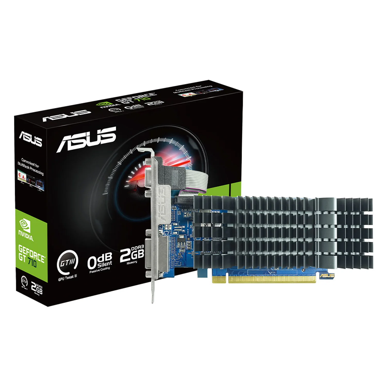 Placa de Vídeo Asus NVIDIA GeForce GT-710 2GB DDR3 - GT710-SL-2GD3-BRK-EV
