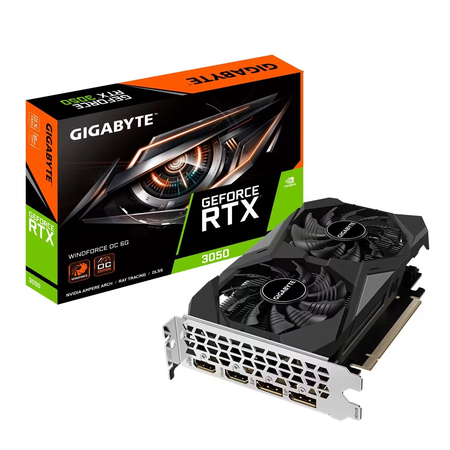 Placa de Vídeo Gigabyte Windforce OC NVIDIA GeForce RTX 3050 6GB GDDR6 - GV-N3050WF2OC-6GD