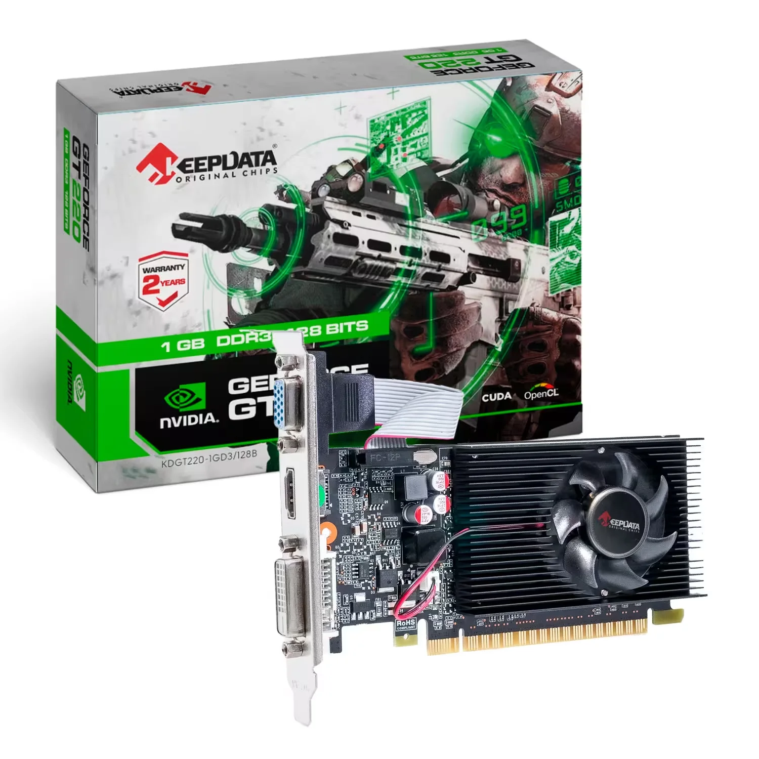 Placa de Vídeo Keepdata GEF GT220 NVIDIA GeForce GT220 1GB DDR3