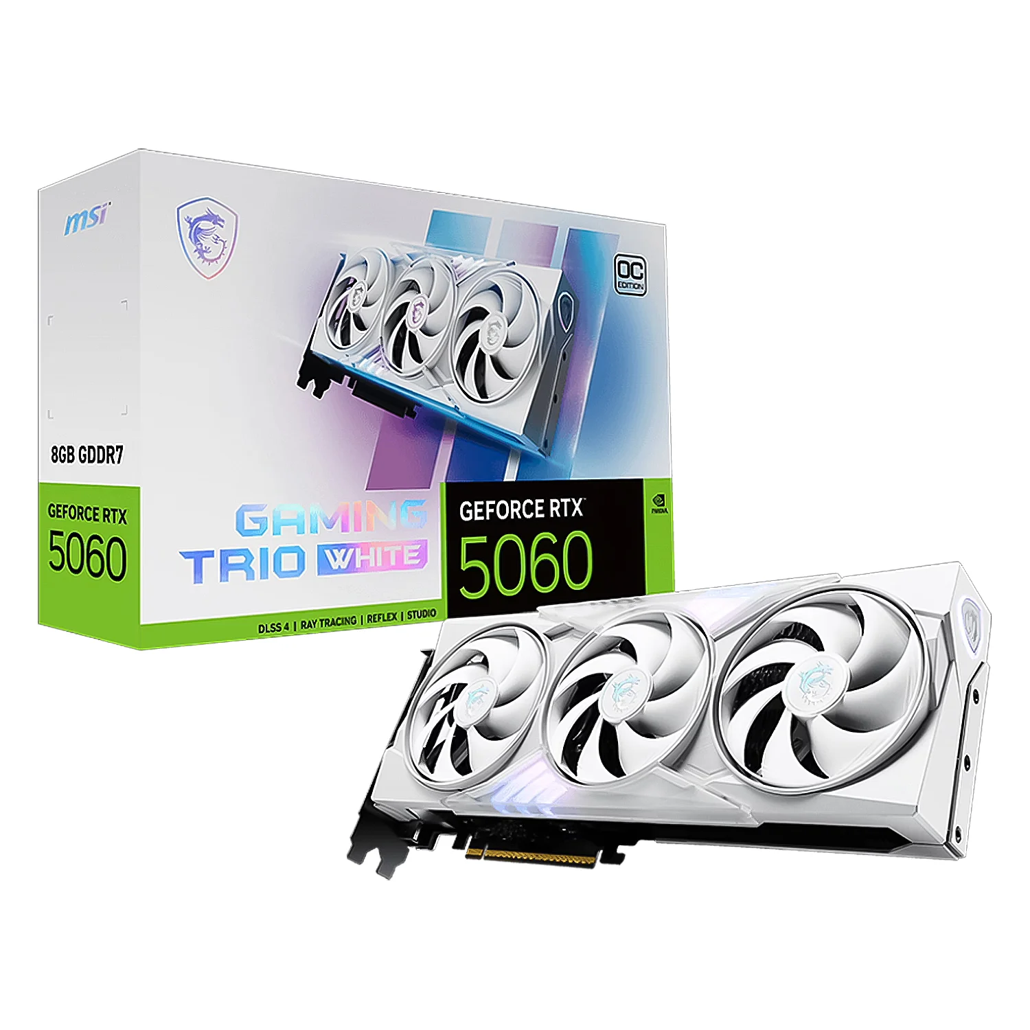 Placa de Vídeo MSI Gaming Trio OC White NVIDIA GeForce RTX-5060 8GB GDDR7 - OC-912