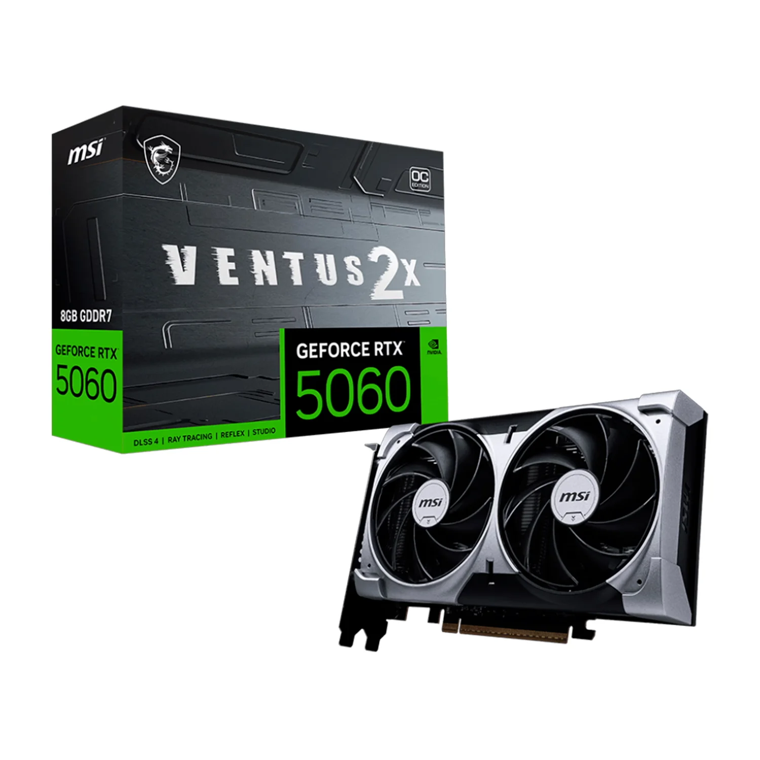 Placa de Vídeo MSI Ventus 2X OC NVIDIA GeForce RTX-5060 8GB GDDR7 - OC V537-017
