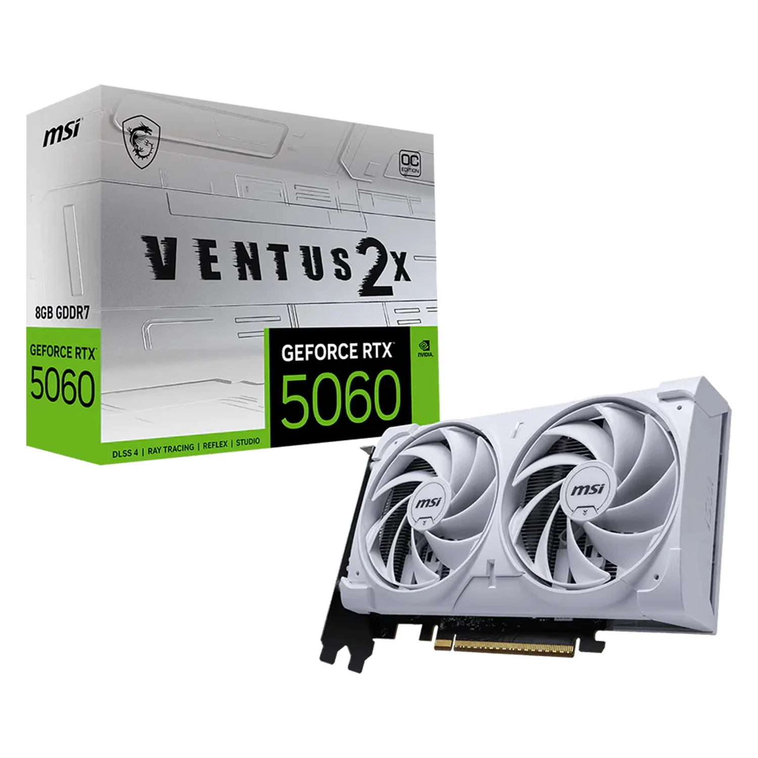 Placa de Video MSI Ventus 2X OC White NVIDIA Geforce RTX-5060 8GB GDDR7 - V537-018