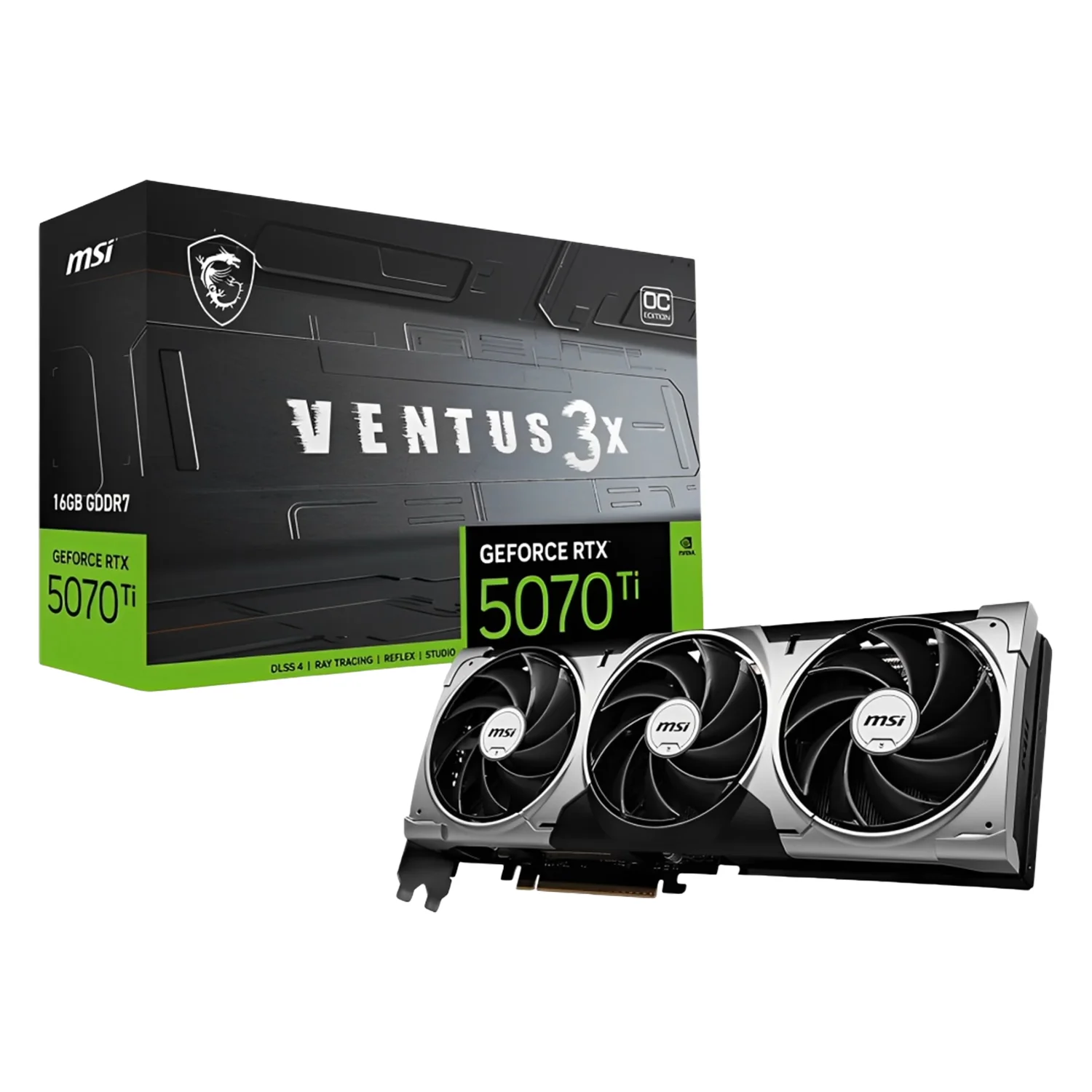 Placa de Vídeo MSI Ventus 3X PZ OC White NVIDIA GeForce RTX-5070Ti 16GB GDDR7