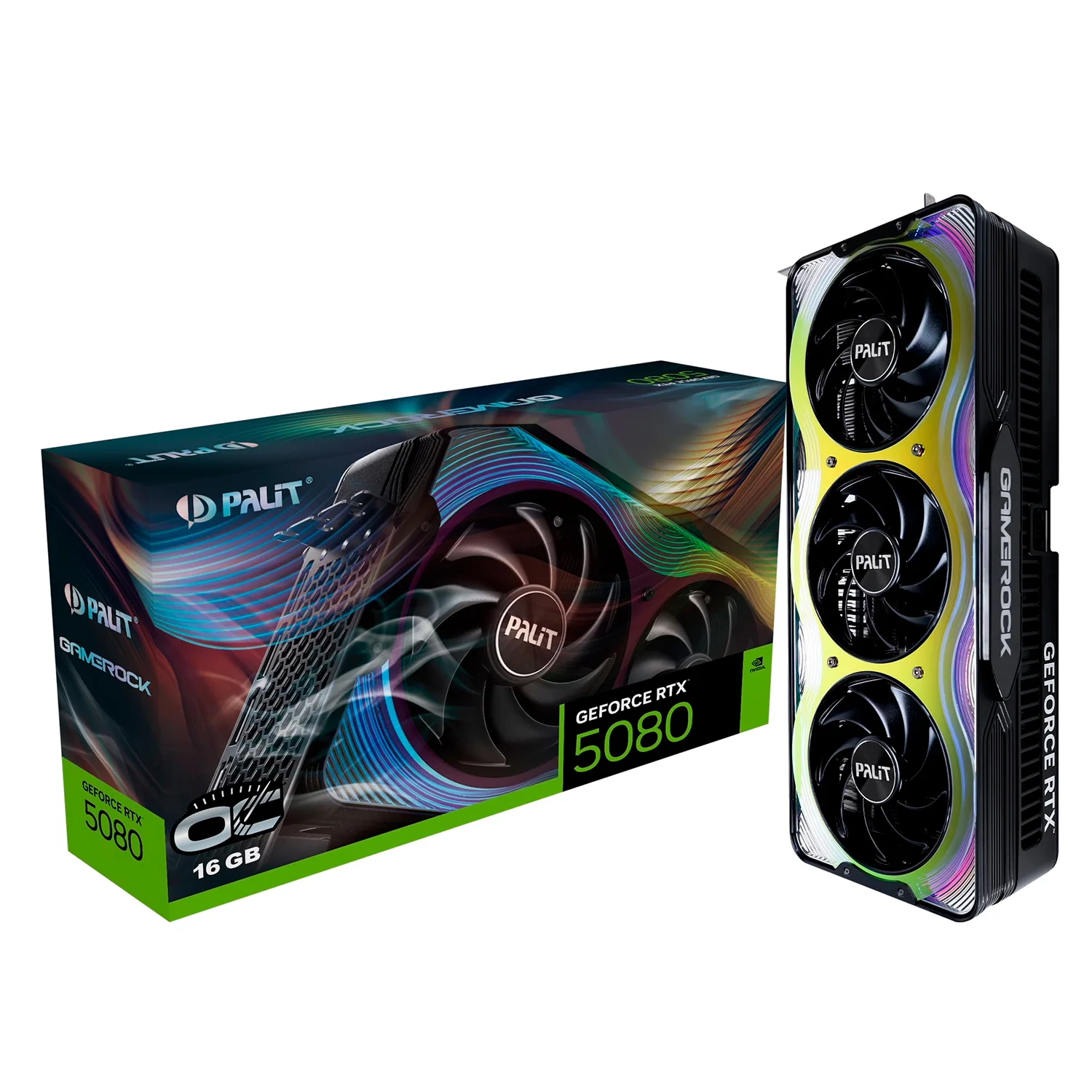 Placa de Vídeo Palit GameRock OC NVIDIA GeForce RTX 5080 16GB GDDR7 - NE75080T19T2-GB2030G