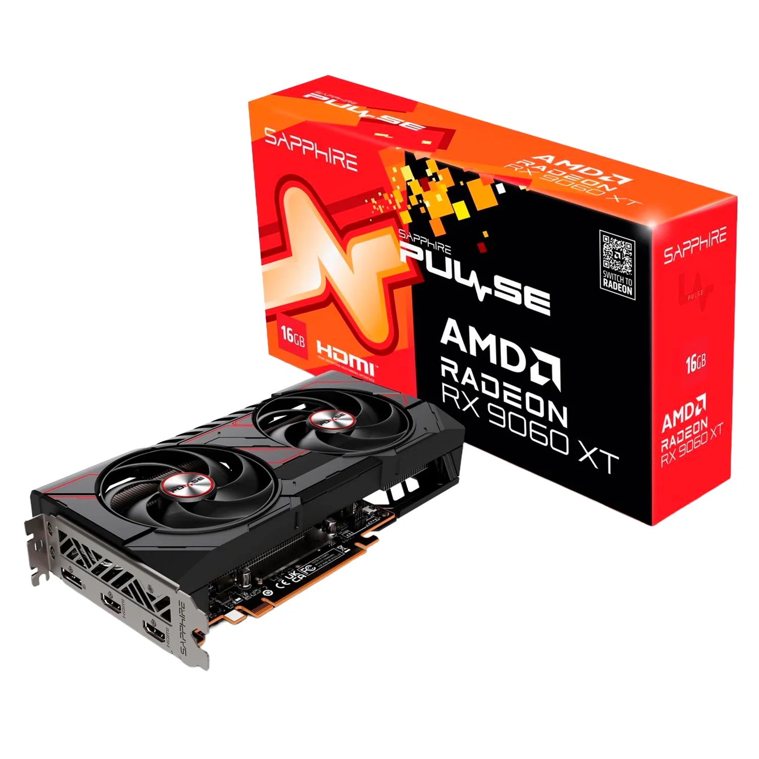 Placa de Vídeo Sapphire Gaming Pulse OC Radeon RX9060 XT 16GB GDDR6 - 11350-03-20G