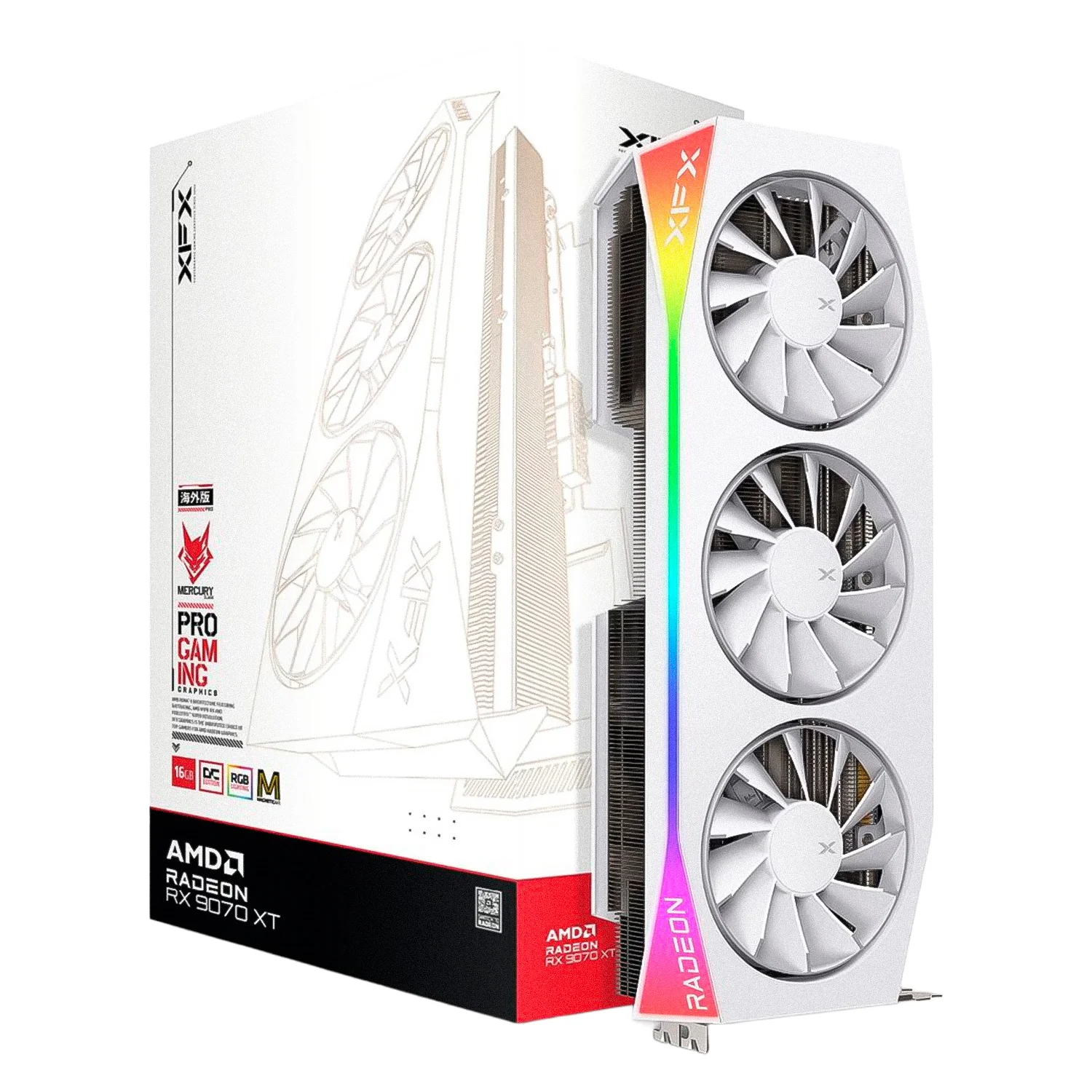 Placa de Vídeo XFX Mercury MagAir AMD Radeon RX-9070XT 16GB GDDR6 RGB - RX-97TMARGW9