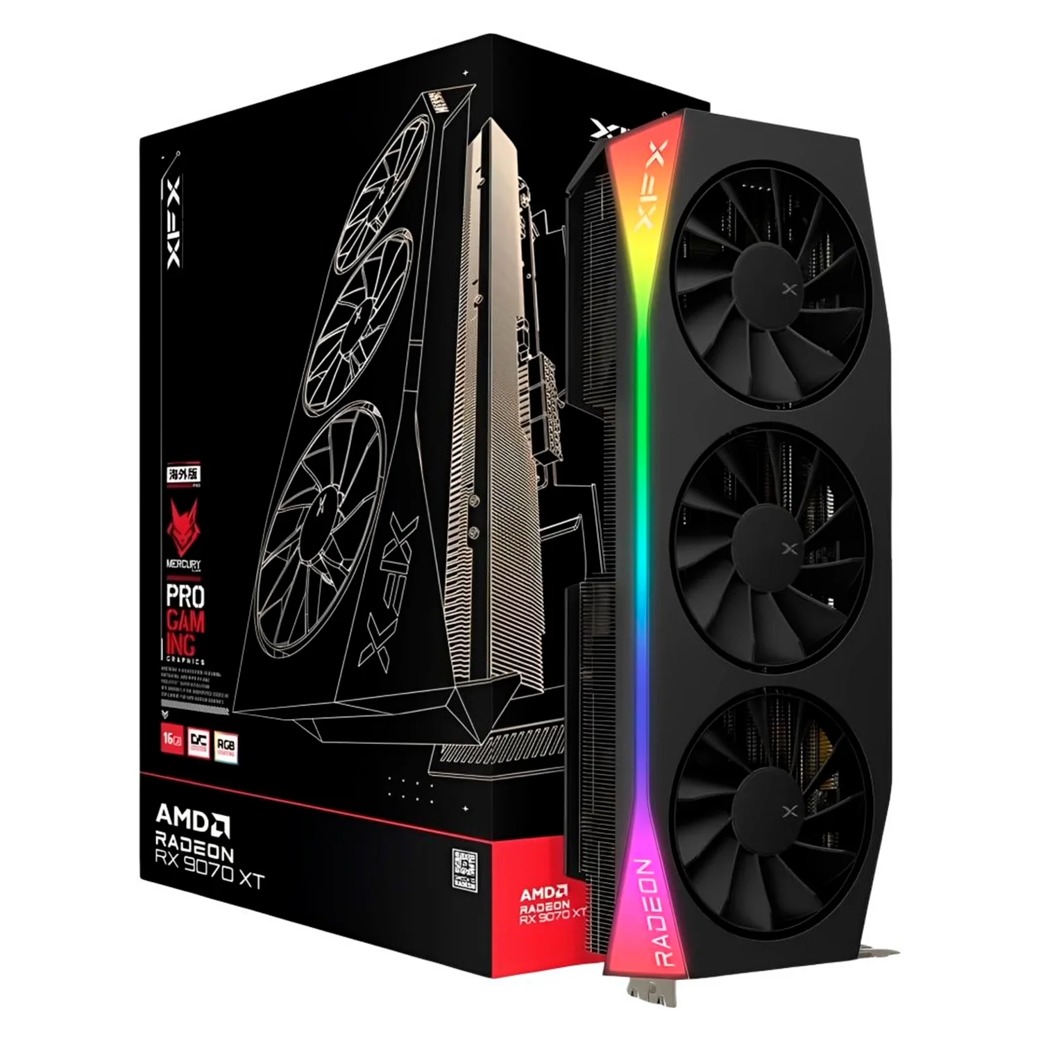Placa de Vídeo XFX Mercury OC Gaming Edition AMD Radeon RX-9070XT 16GB GDDR6 RGB - RX-97TRGBBB9