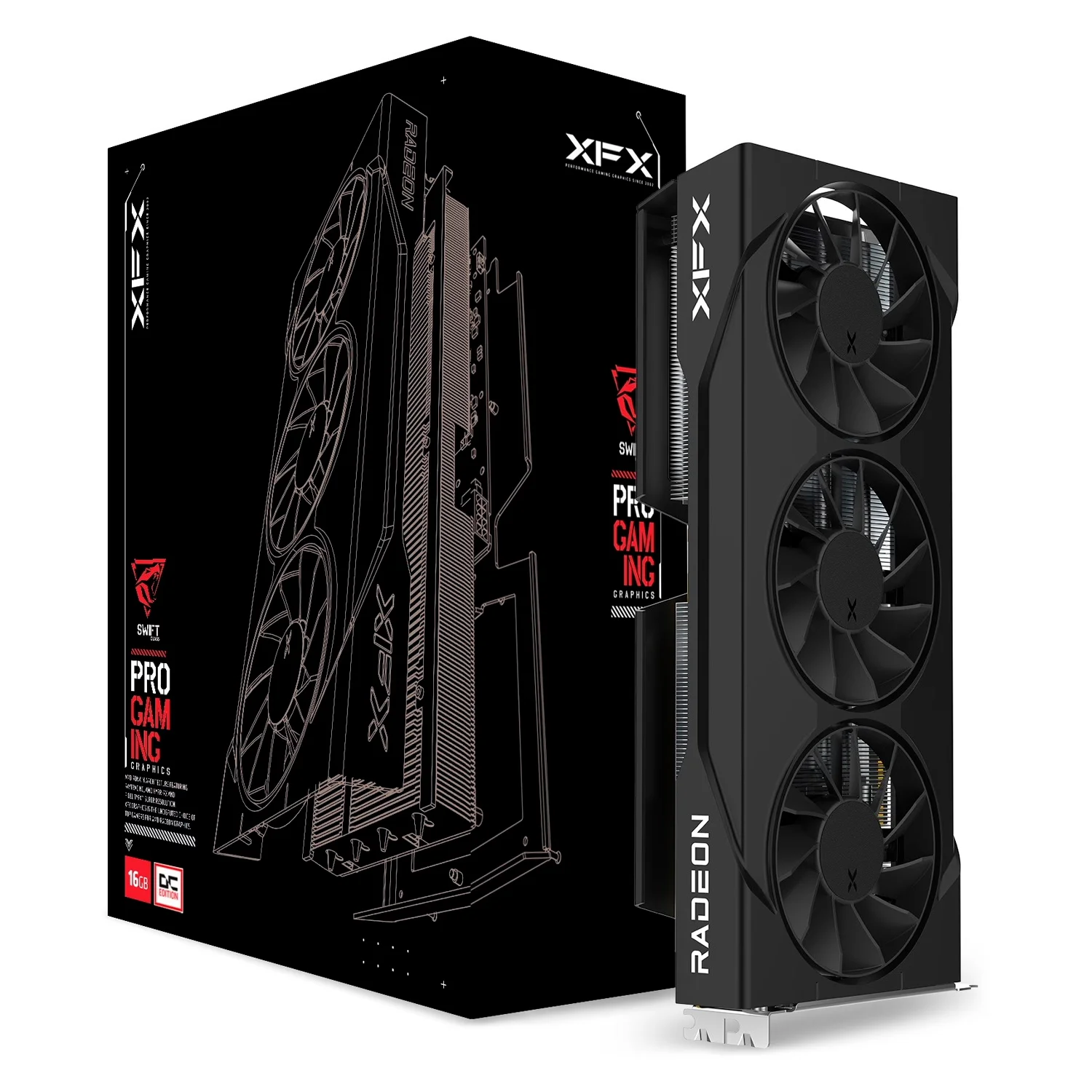 Placa de Vídeo XFX Swift OC Triple Fan AMD Radeon RX-9060XT 16GB GDDR6 - RX-96TS316B7