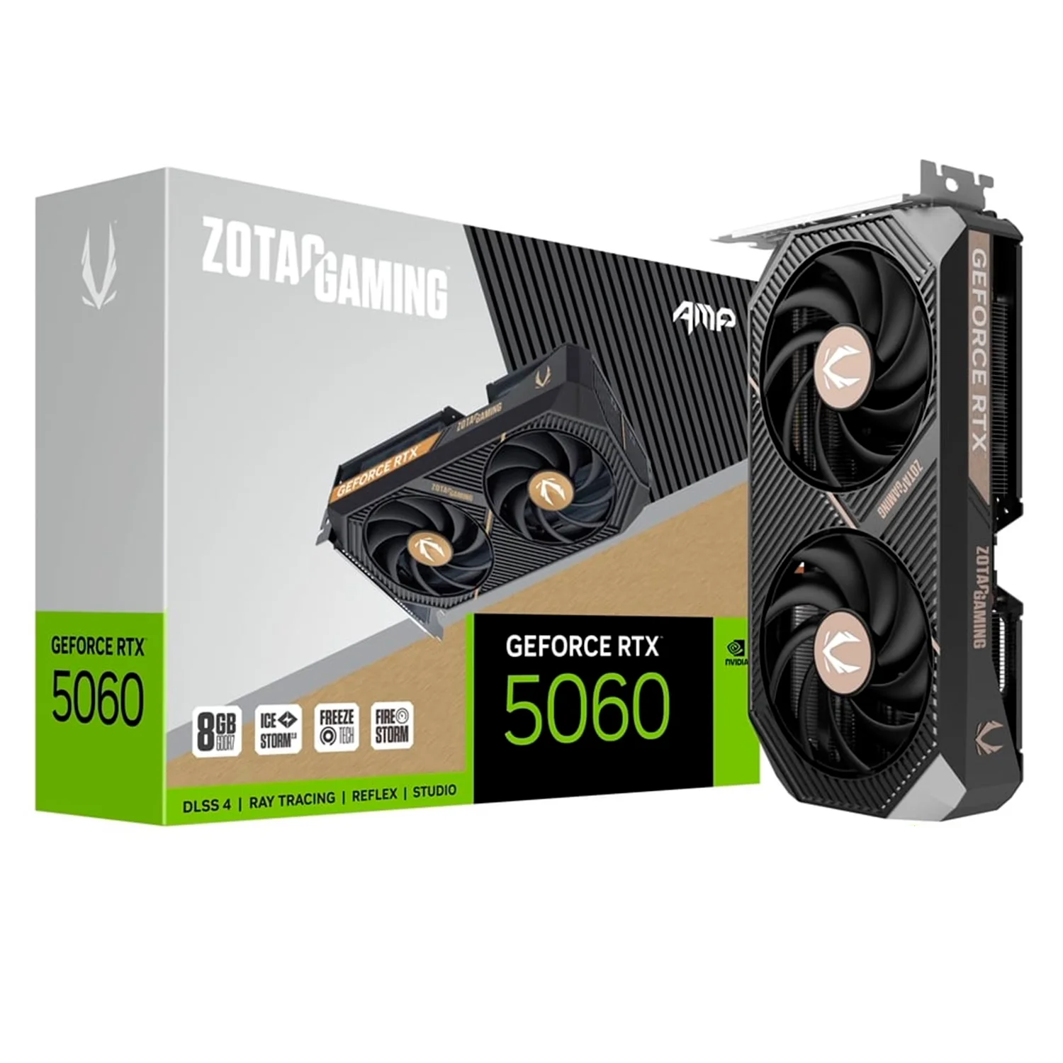 Placa de Vídeo Zotac AMP NVIDIA GeForce RTX 5060 GeForce 8GB GDDR7 - ZT-B50600F-10M